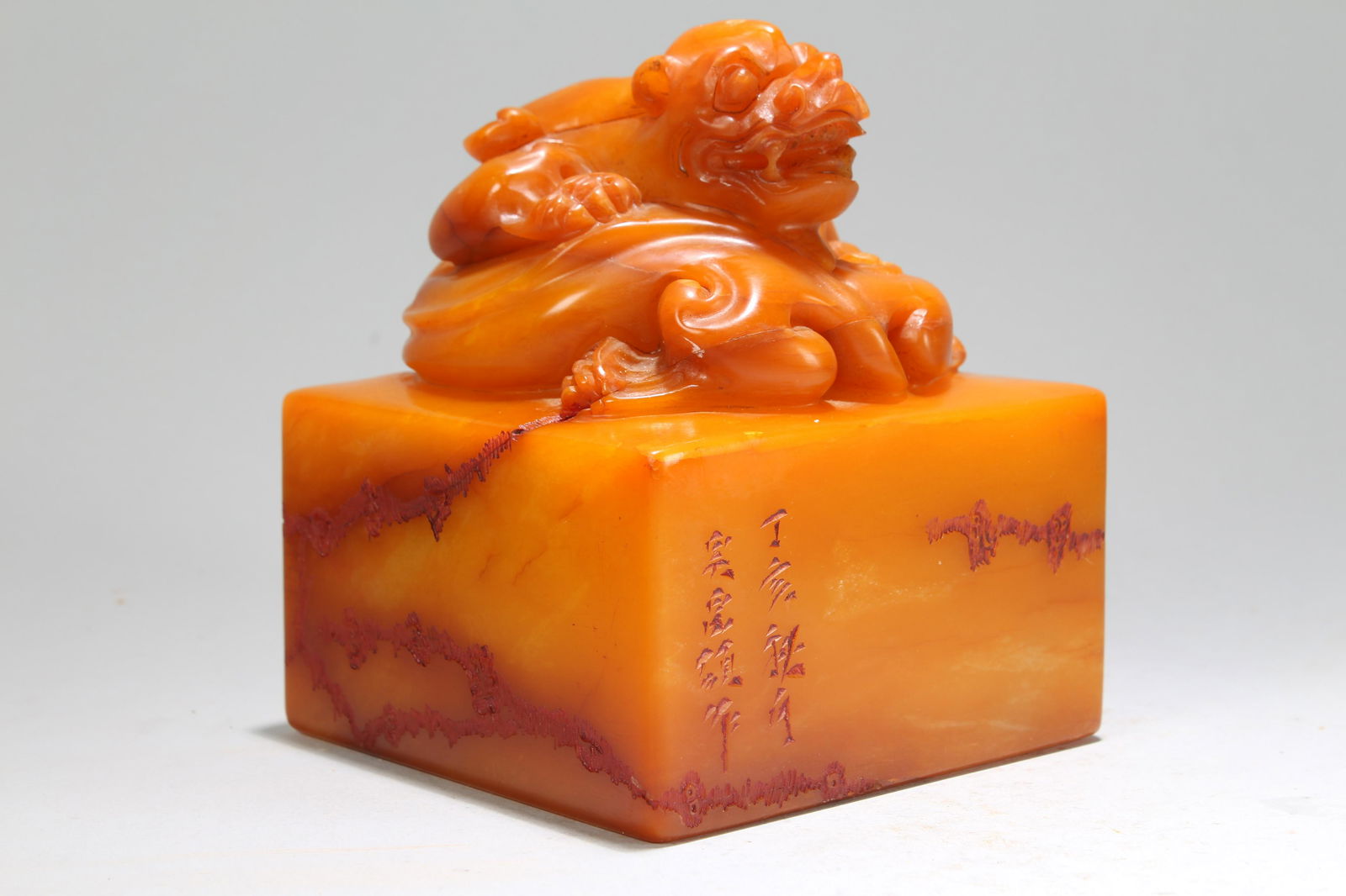 A Chinese Square-based Myth-beast Estate Soapstone Seal (1 of 7)