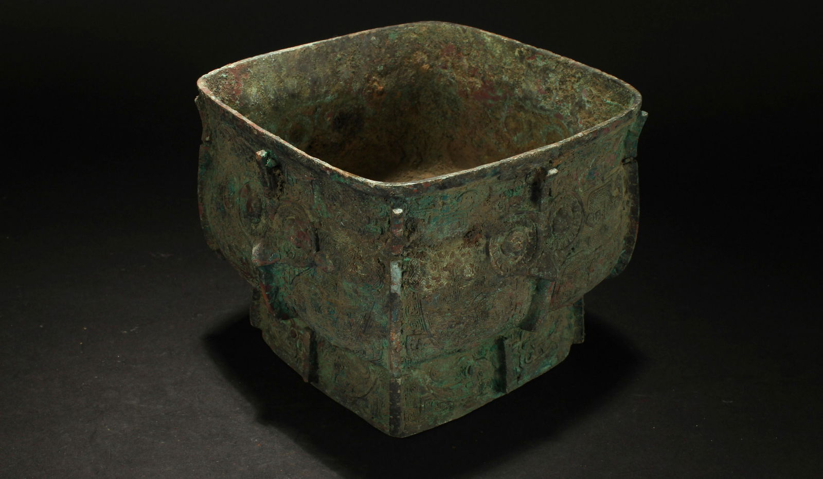 A Chinese Square-based Ancient-framing Bronze Vessel (1 of 6)