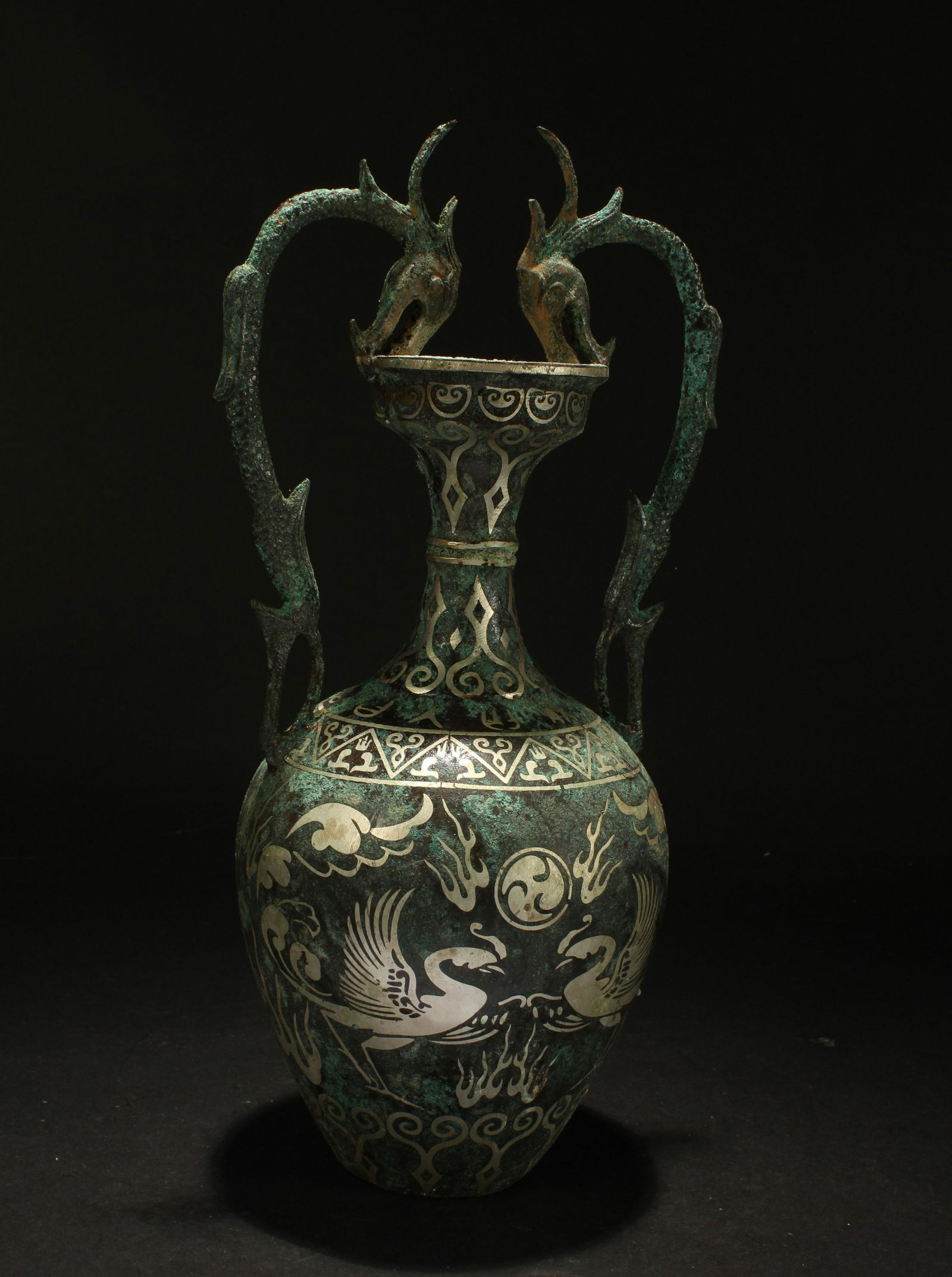 A Chinese Duo-handled Estate Bronze Vessel Vase (1 of 4)