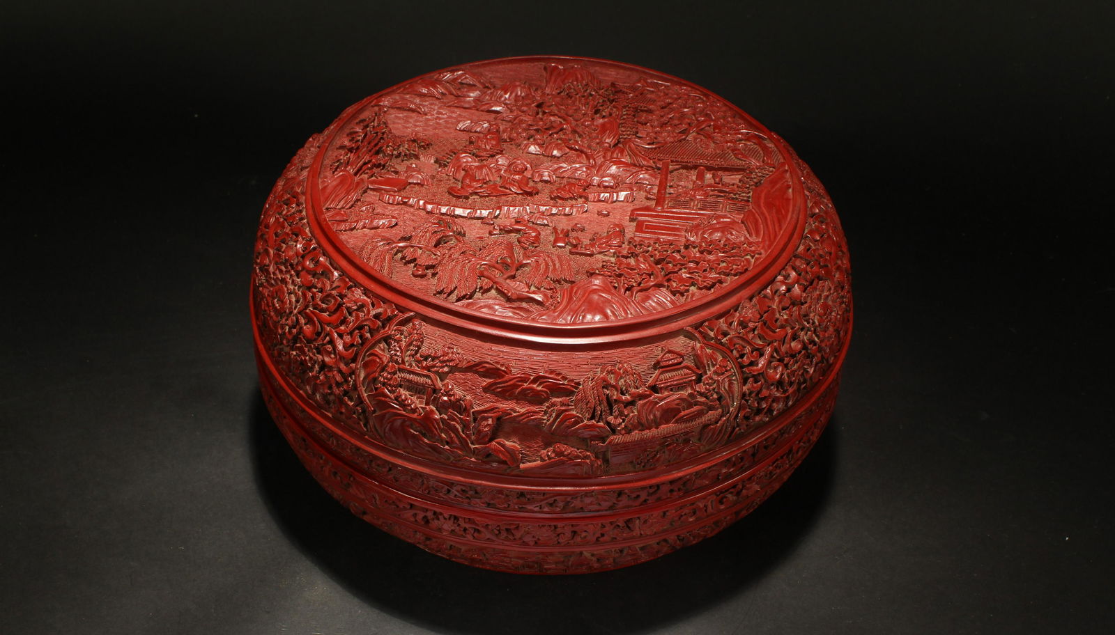 A Chinese Massive Estate Temple-scene Lacquer Box (1 of 10)