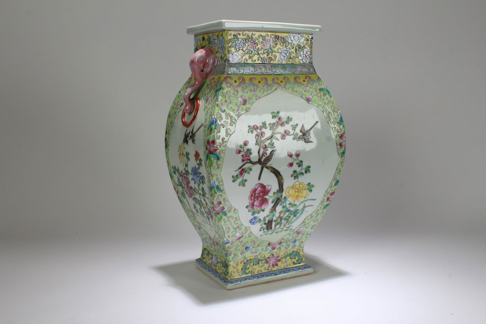 A Chinese Nature-scene Duo-handled Porcelain Vase (1 of 6)