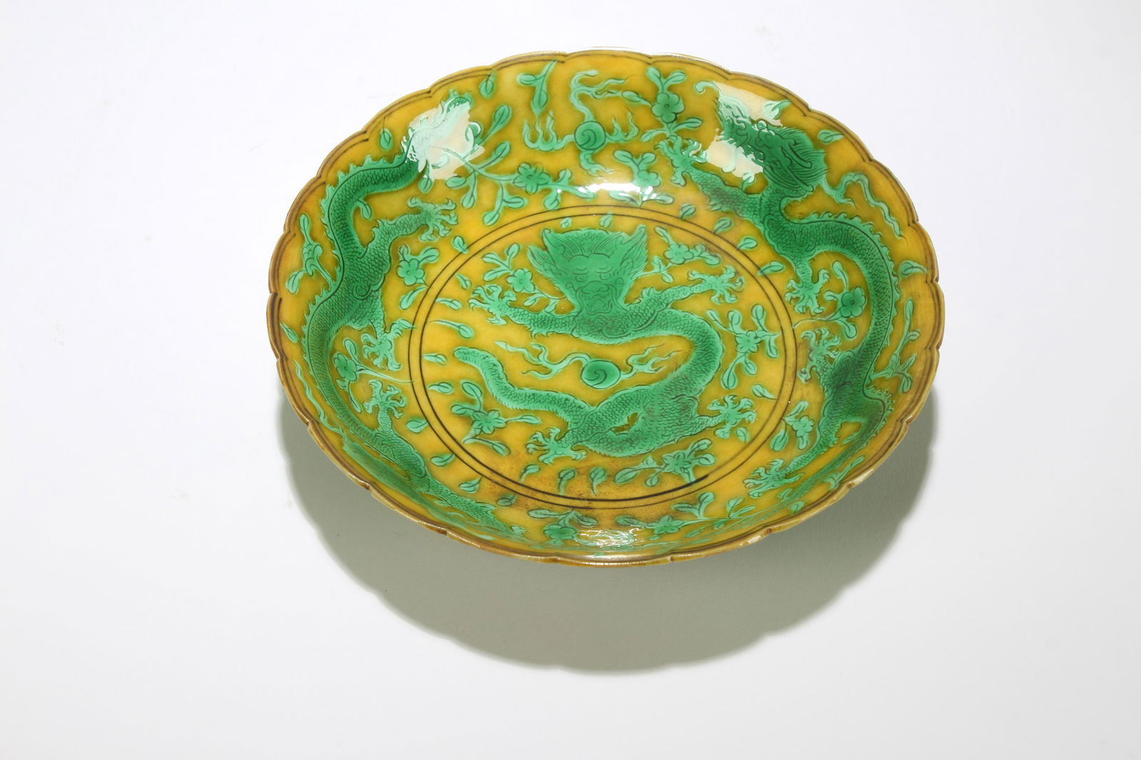 A Chinese Dragon-decorating Green Porcelain Plate (1 of 2)