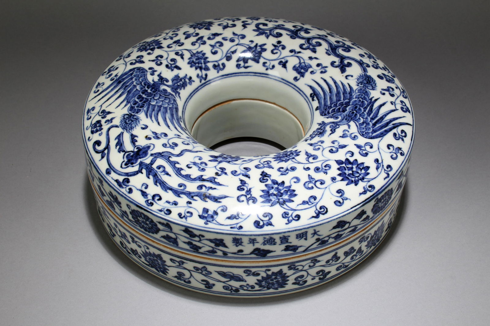 An Estate Chinese Lidded Blue and White Phoenix-fortune (1 of 5)