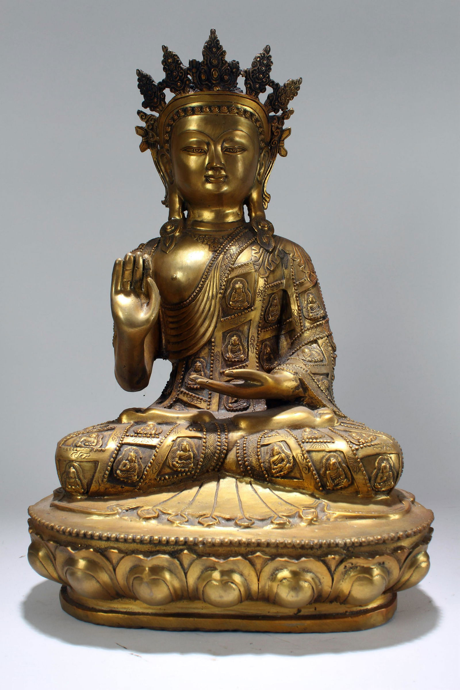 A Chinese Pondering-pose Religious Estate Gilt Frtune (1 of 6)