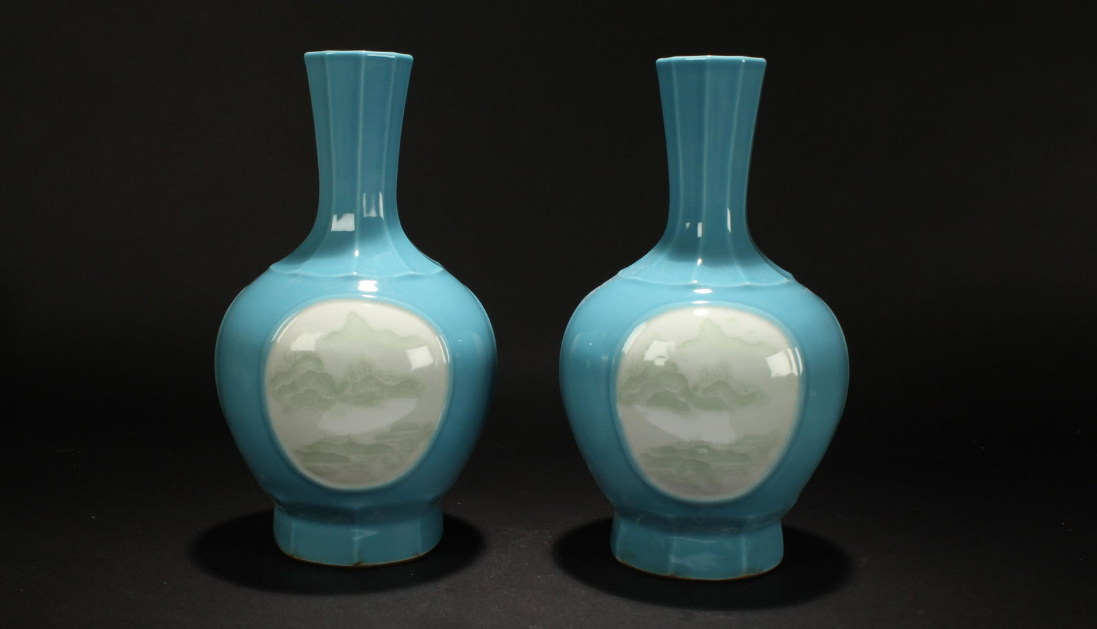 Pair of Chinese Octa-fortune Windowed Porcelain Vases: Pair of Chinese Octa-fortune Windowed Porcelain Vases. Height: 9.75 (inch).