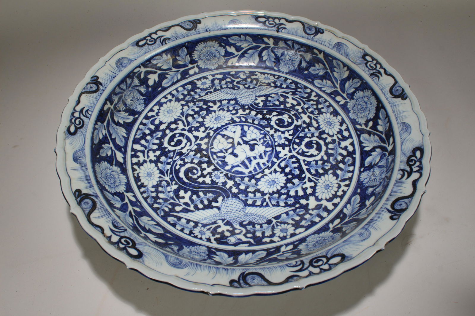 An Estate Chinese Aqua-theme Flower-blossom Blue and (1 of 7)