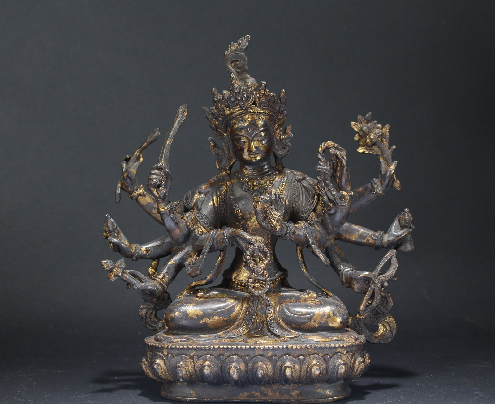 A Chinese Lotus-seated Religious Buddha Statue: A Chinese Lotus-seated Religious Buddha Statue . Height: 9 (inch). Width: 8 (inch).