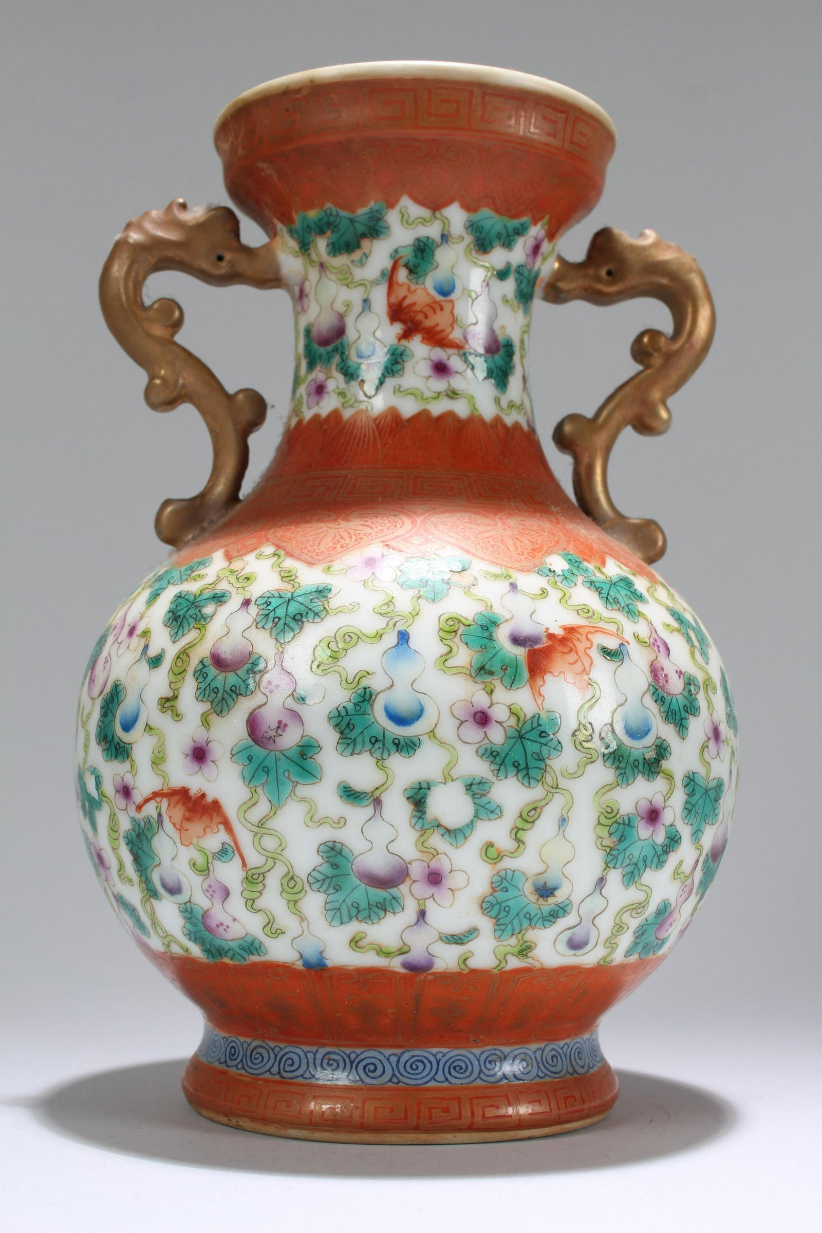 An Estate Chinese Duo-handled Fortune Porcelain Vase (1 of 5)