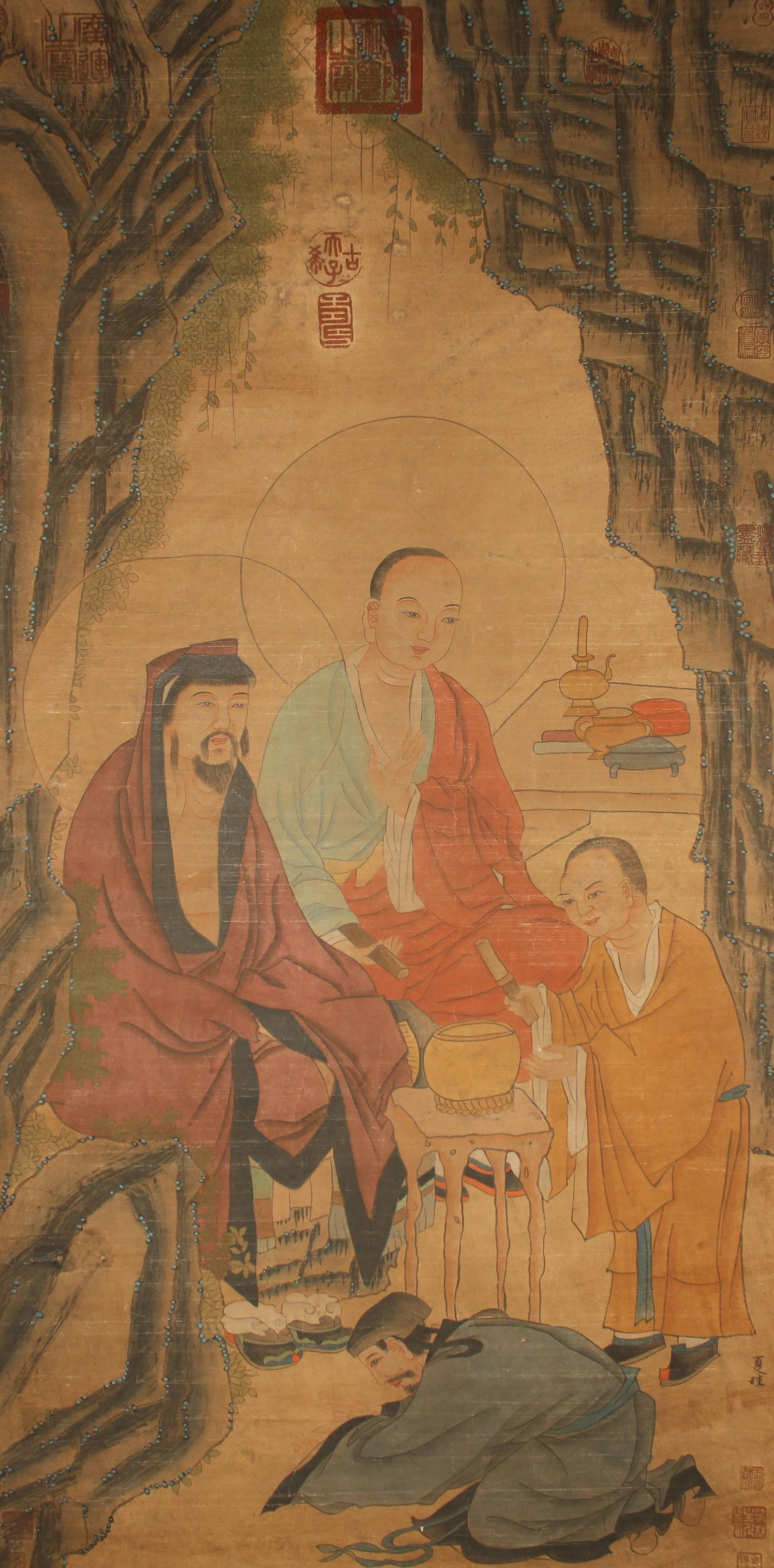 A Chinese Men-portrait Detailed Fortune Scroll (1 of 4)