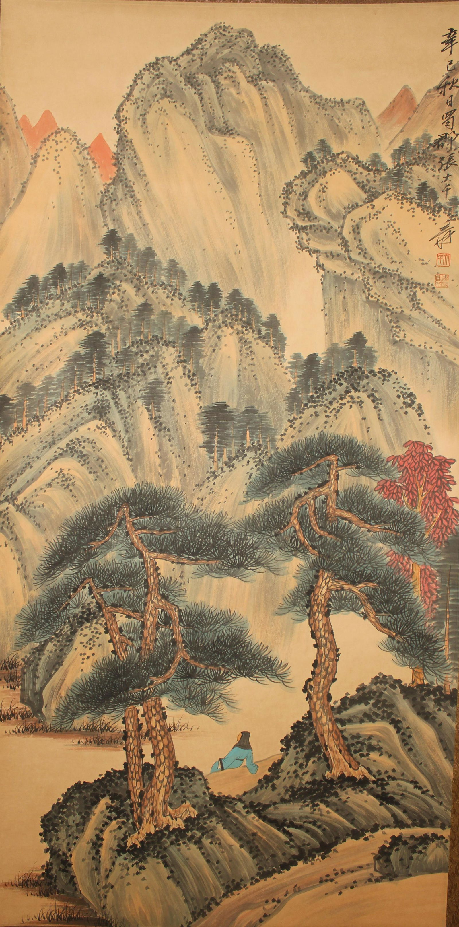 A Chinese Abstract-style Mountain-view Fortune Scroll (1 of 7)