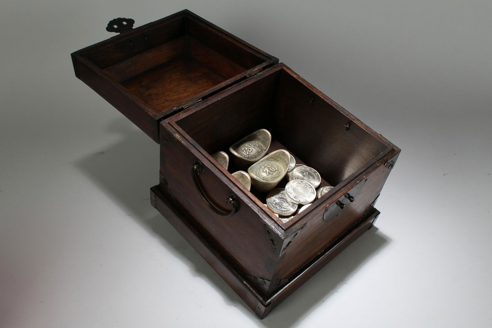 A  Chinese Lidded Coin-filled Wooden Box (1 of 7)
