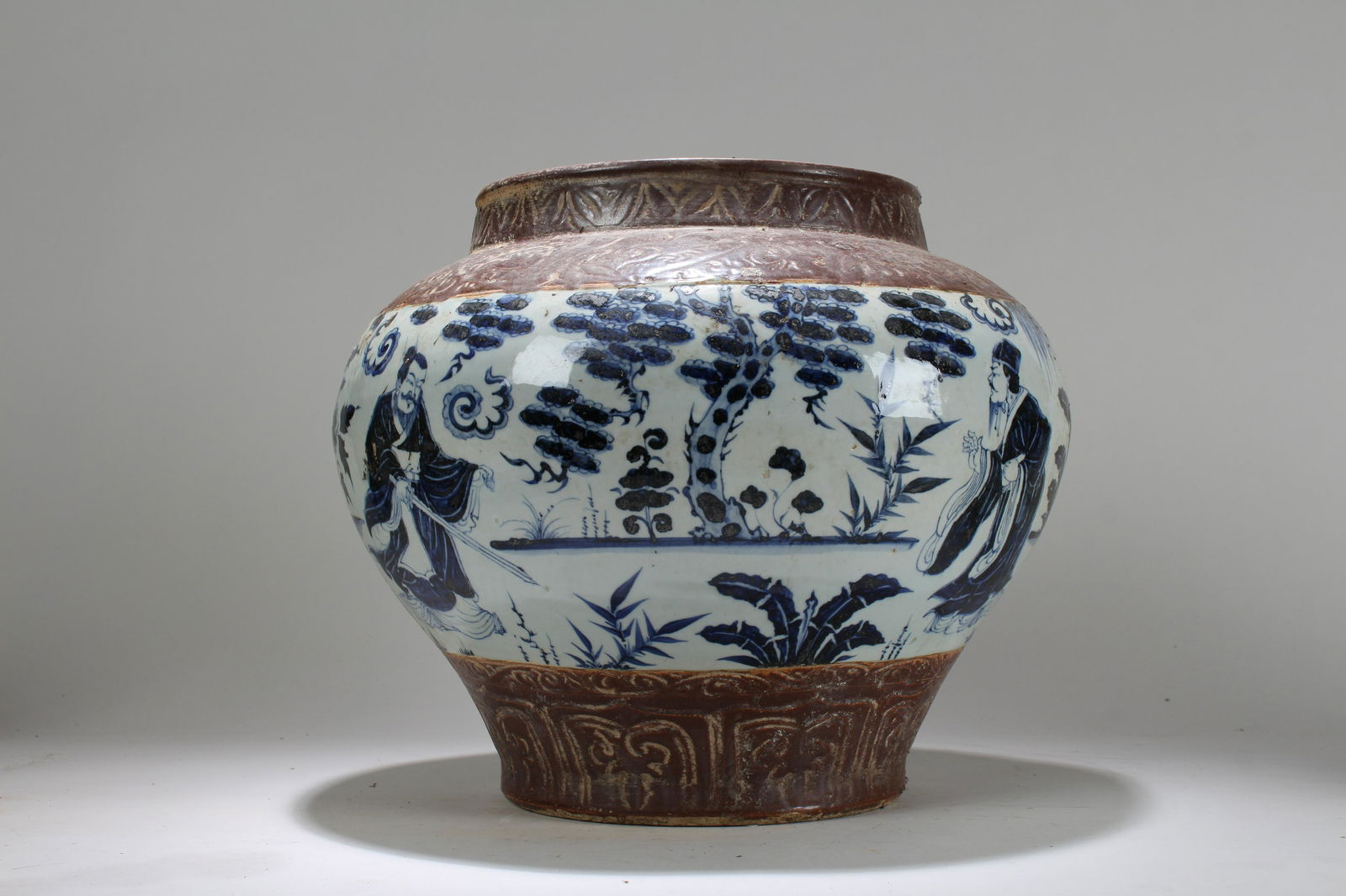 A Chinese Massive Brown-coding Blue and White Porcelain (1 of 5)