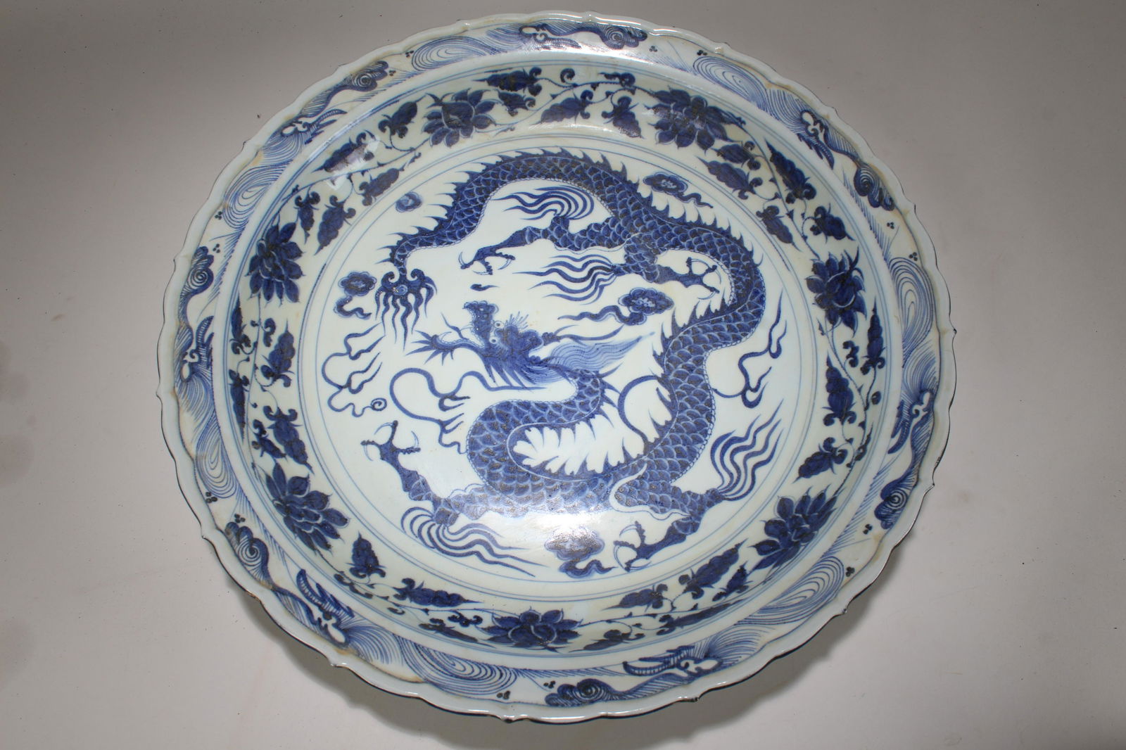 A Chinese Vividly-detailed Dragon-decorating Blue and (1 of 7)