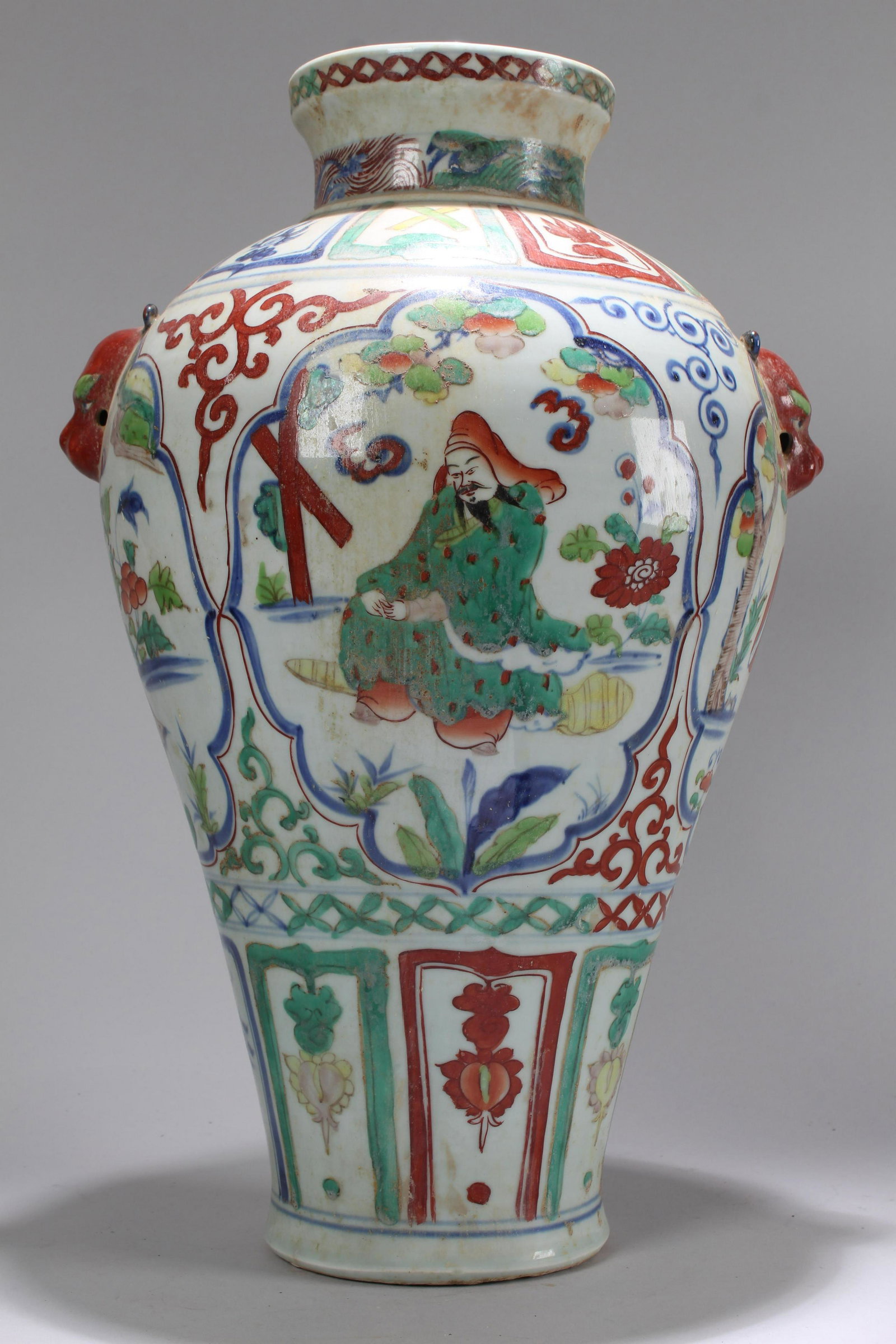 A Chinese Window-framing Story-telling Fortune: A Chinese Window-framing Story-telling Fortune Porcelain Vase . Height: 18.25 (inch).