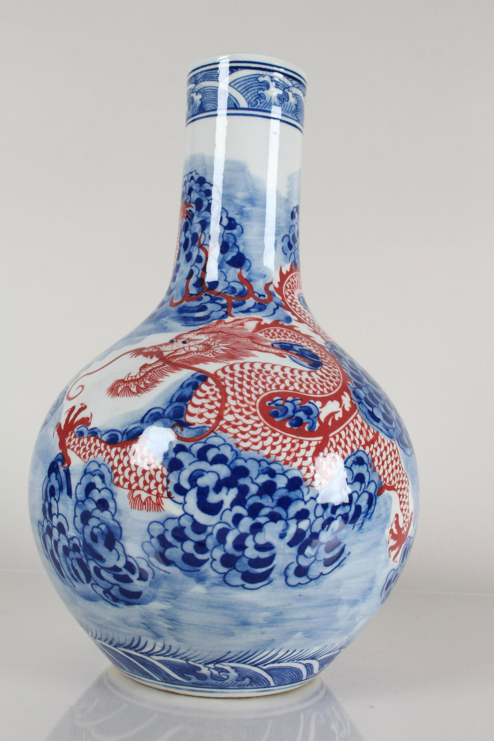 A Chinese Detailed Blue and White Dragon-decorating (1 of 7)