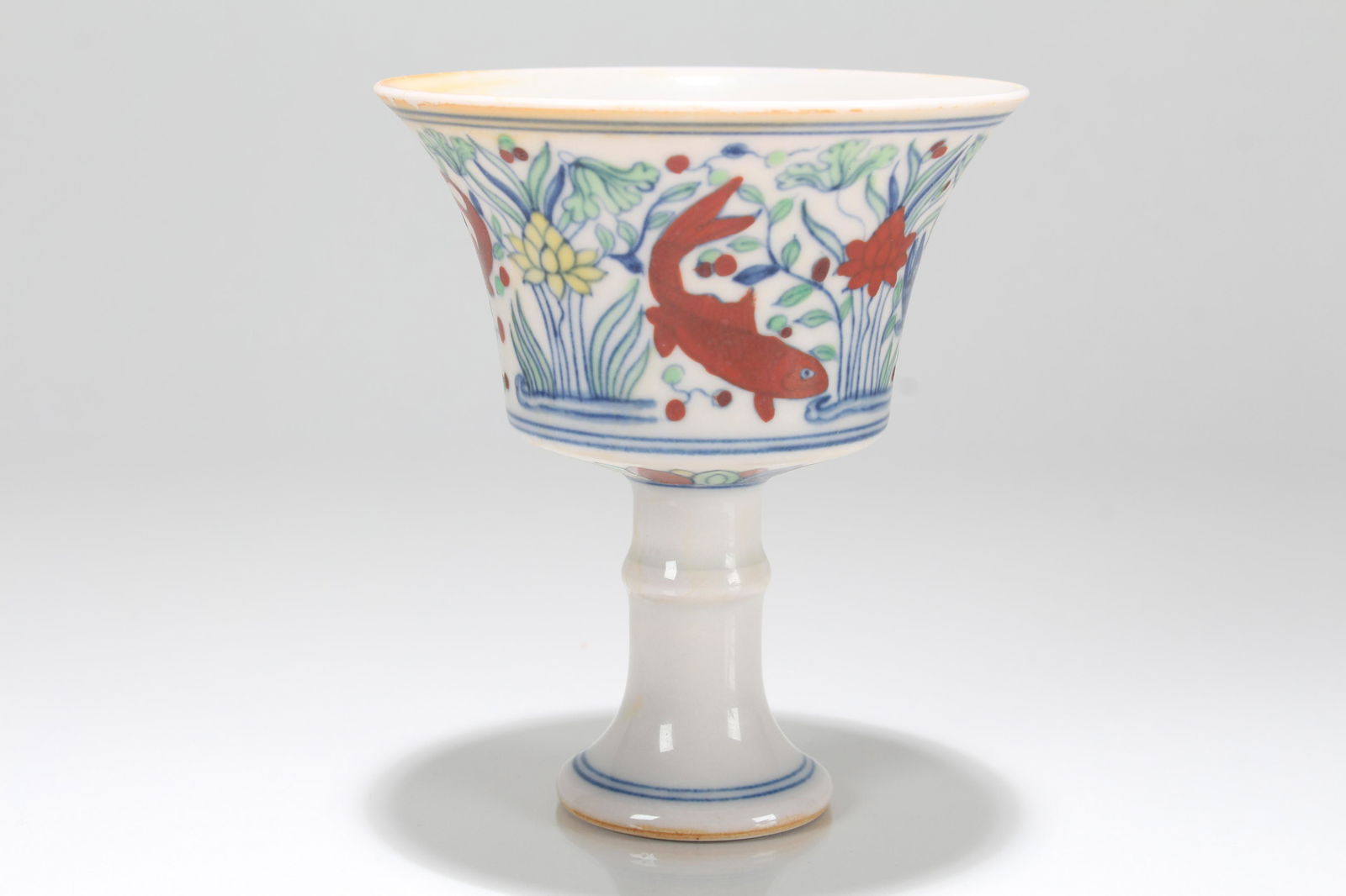 A Chinese Aqua-theme Porcelain Fortune Cup (1 of 6)