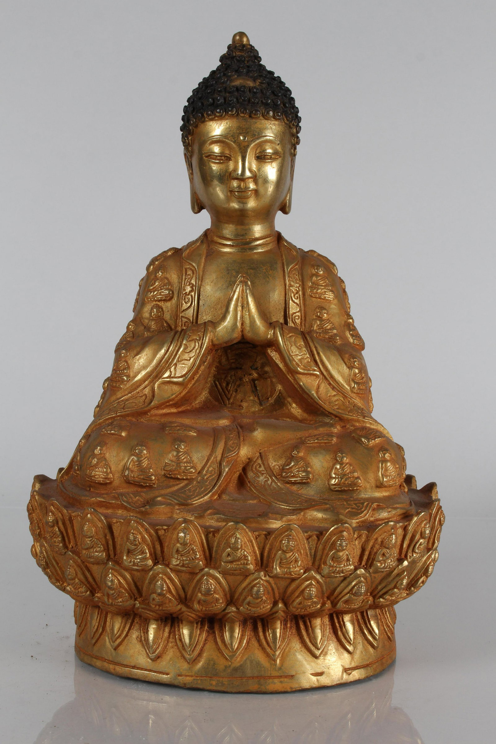 A Chinese Detailed Gilt Religious Fortune Buddha Statue: A Chinese Detailed Gilt Religious Fortune Buddha Statue . Height: 11.25 (inch).