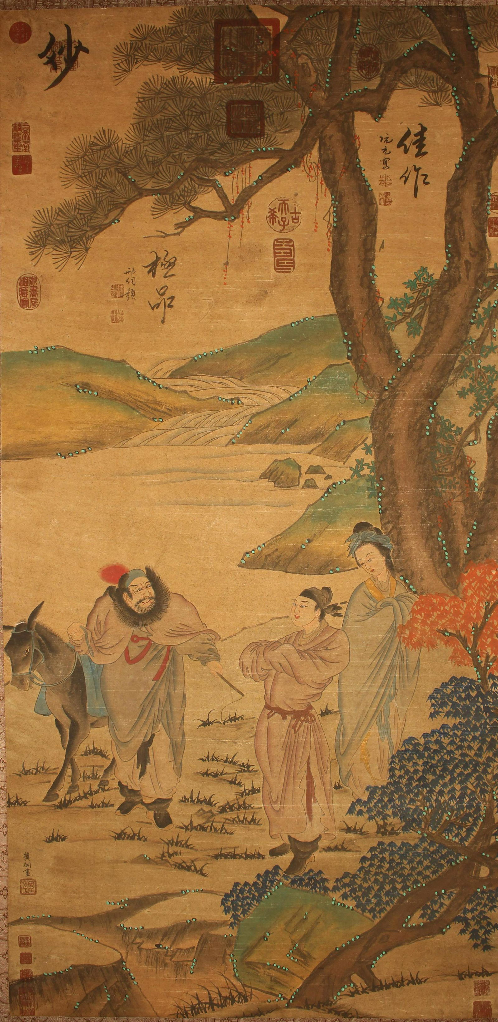 A Chinese Detailed Story-telling Portrait Fortune Scroll (1 of 4)