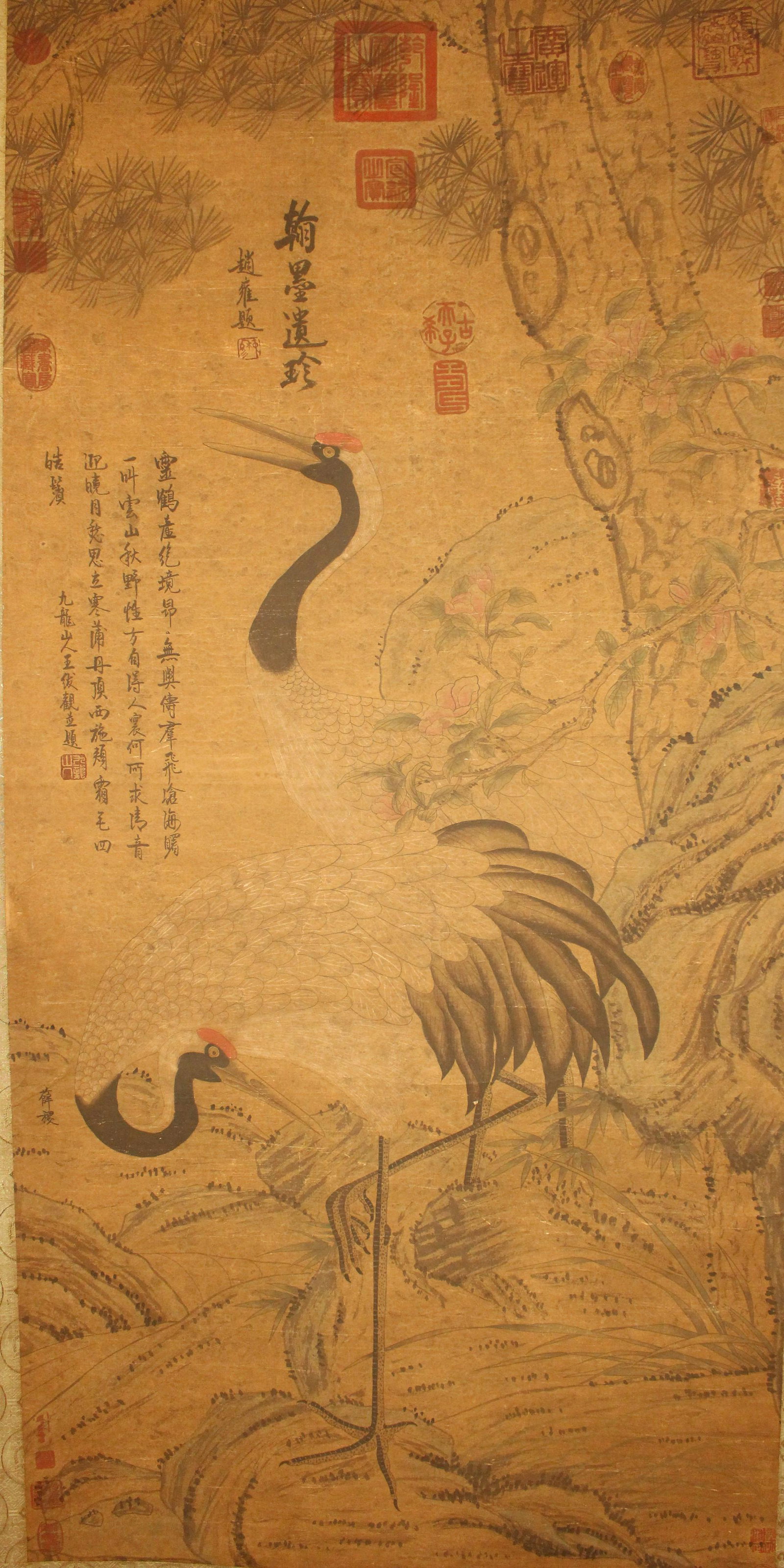 A Chinese Poetry-framing Crane-fortune Fortune Scroll: A Chinese Poetry-framing Crane-fortune Fortune Scroll . Length: 51 (inch). Width: 25 (inch).