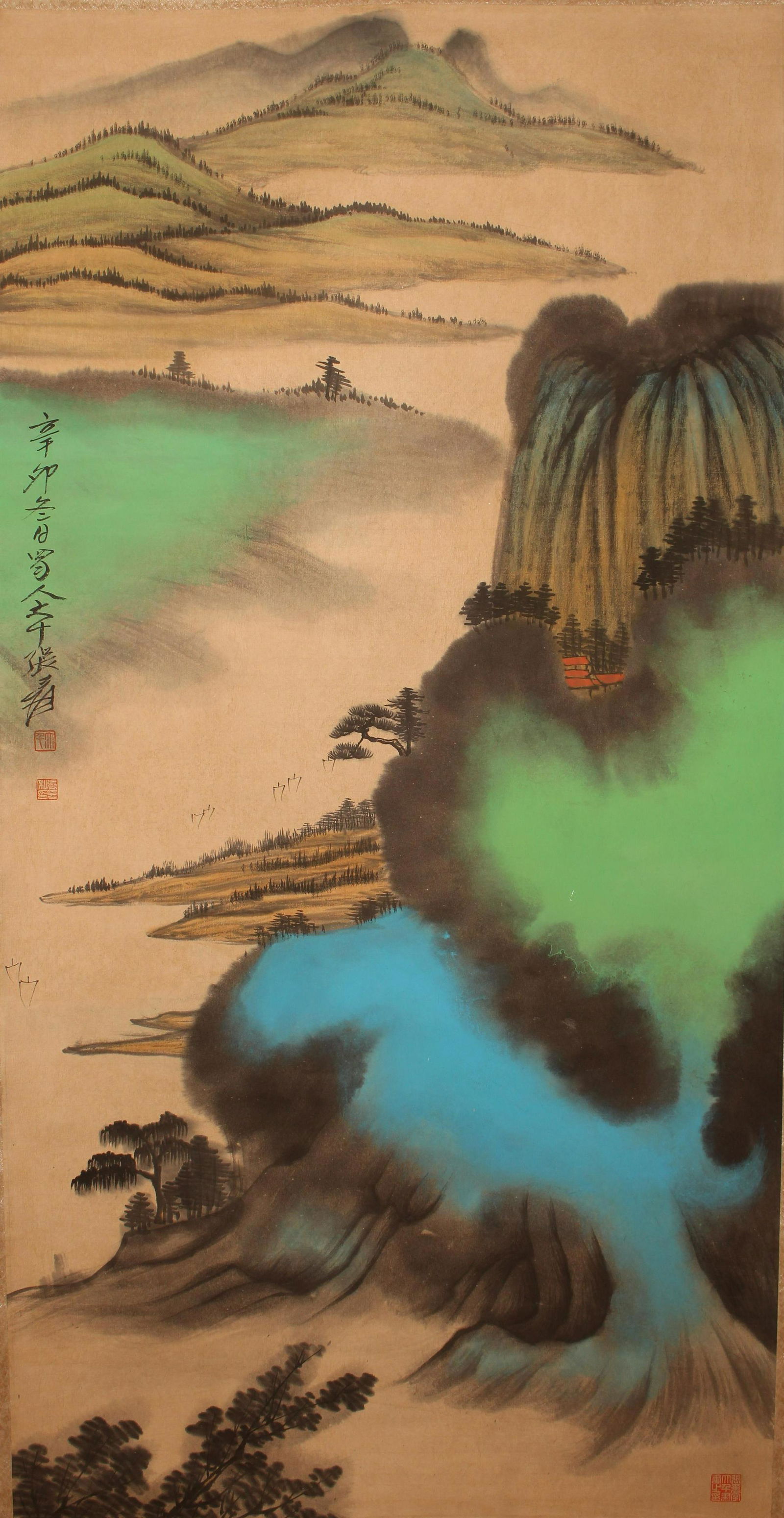 A Chinese Mountain-view Fortune Scroll (1 of 5)