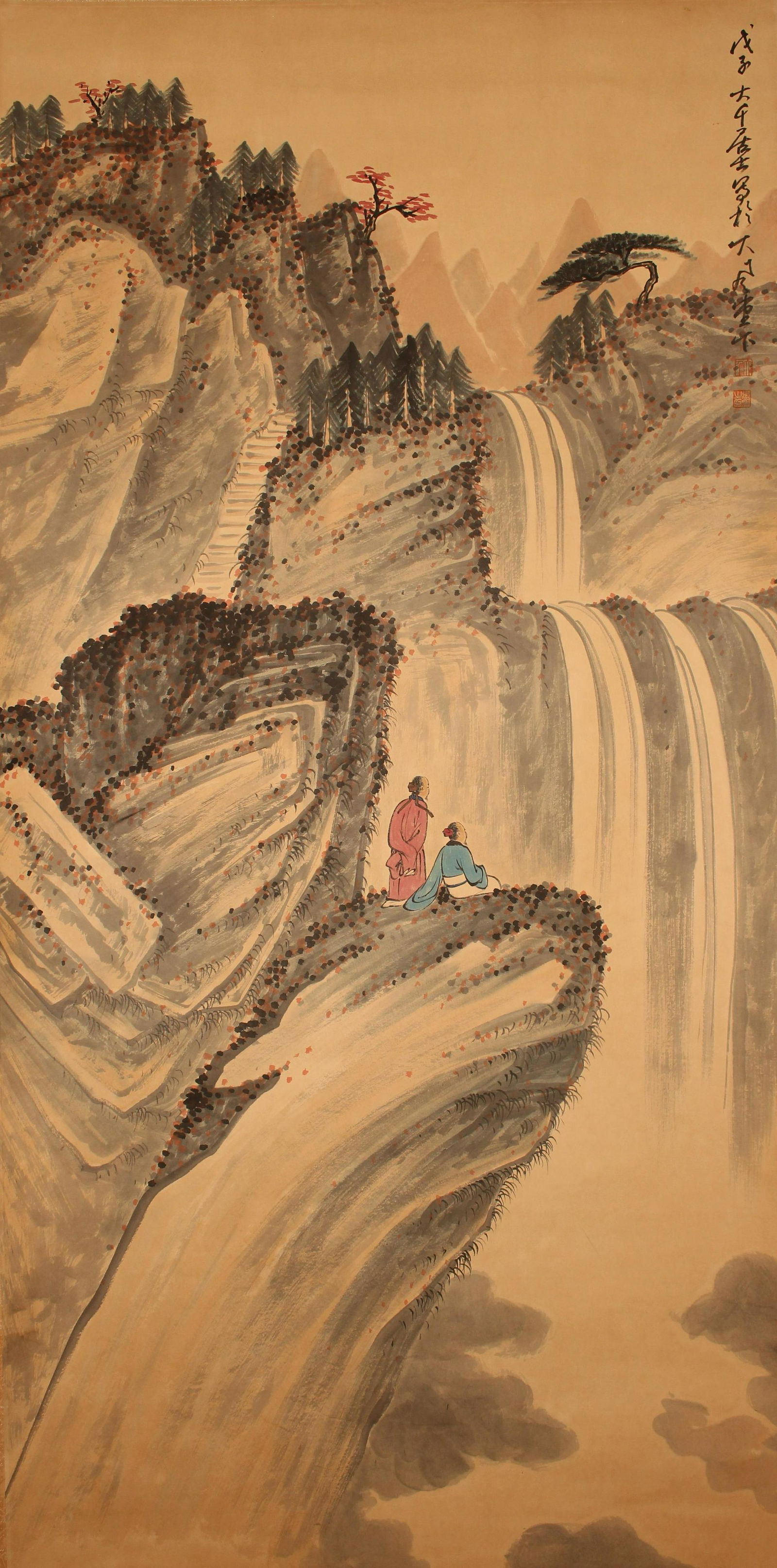 A Chinese Mountain-view Fortune Scroll (1 of 4)