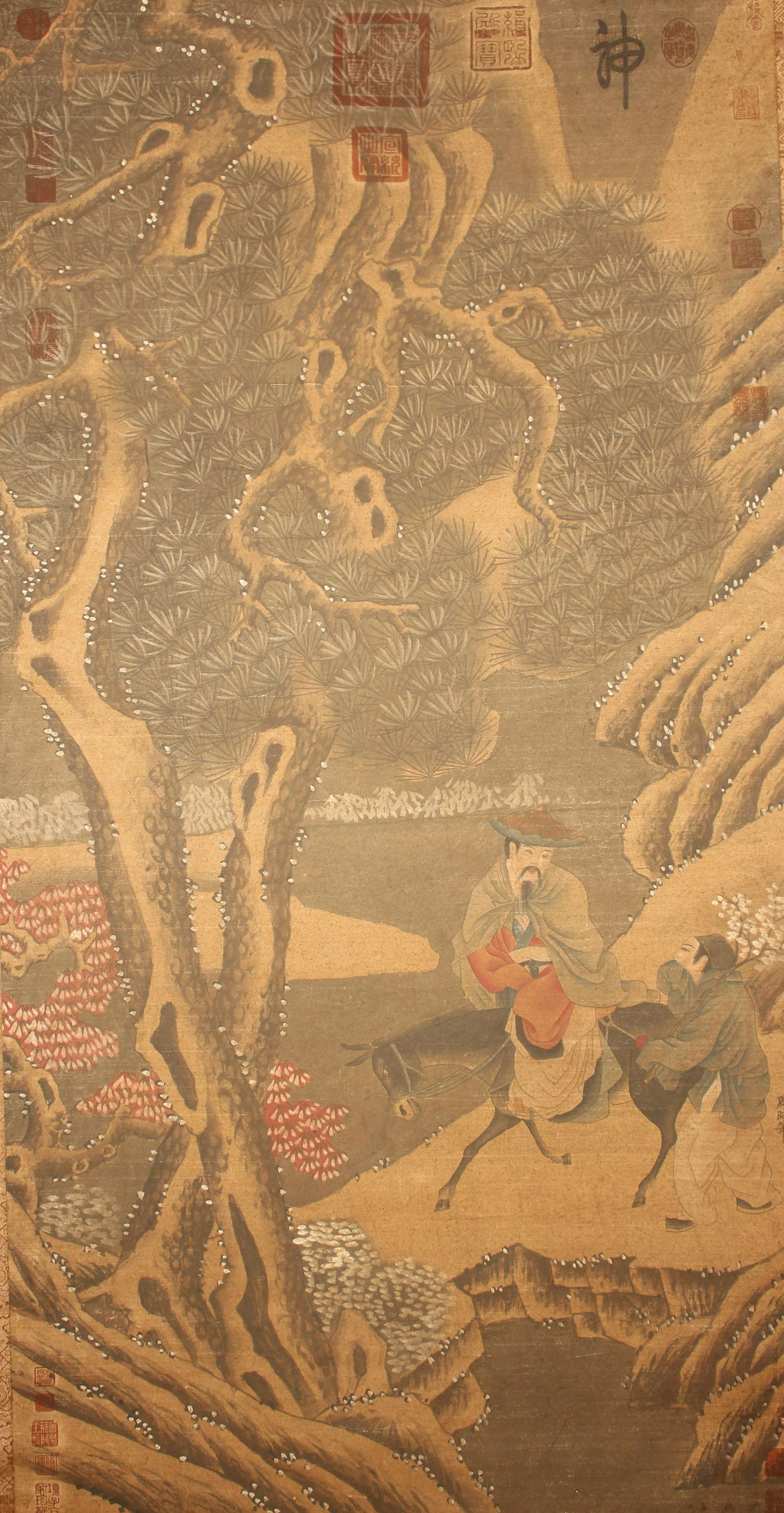 A Chinese Detailed Portrait Story-telling Fortune Scroll (1 of 8)