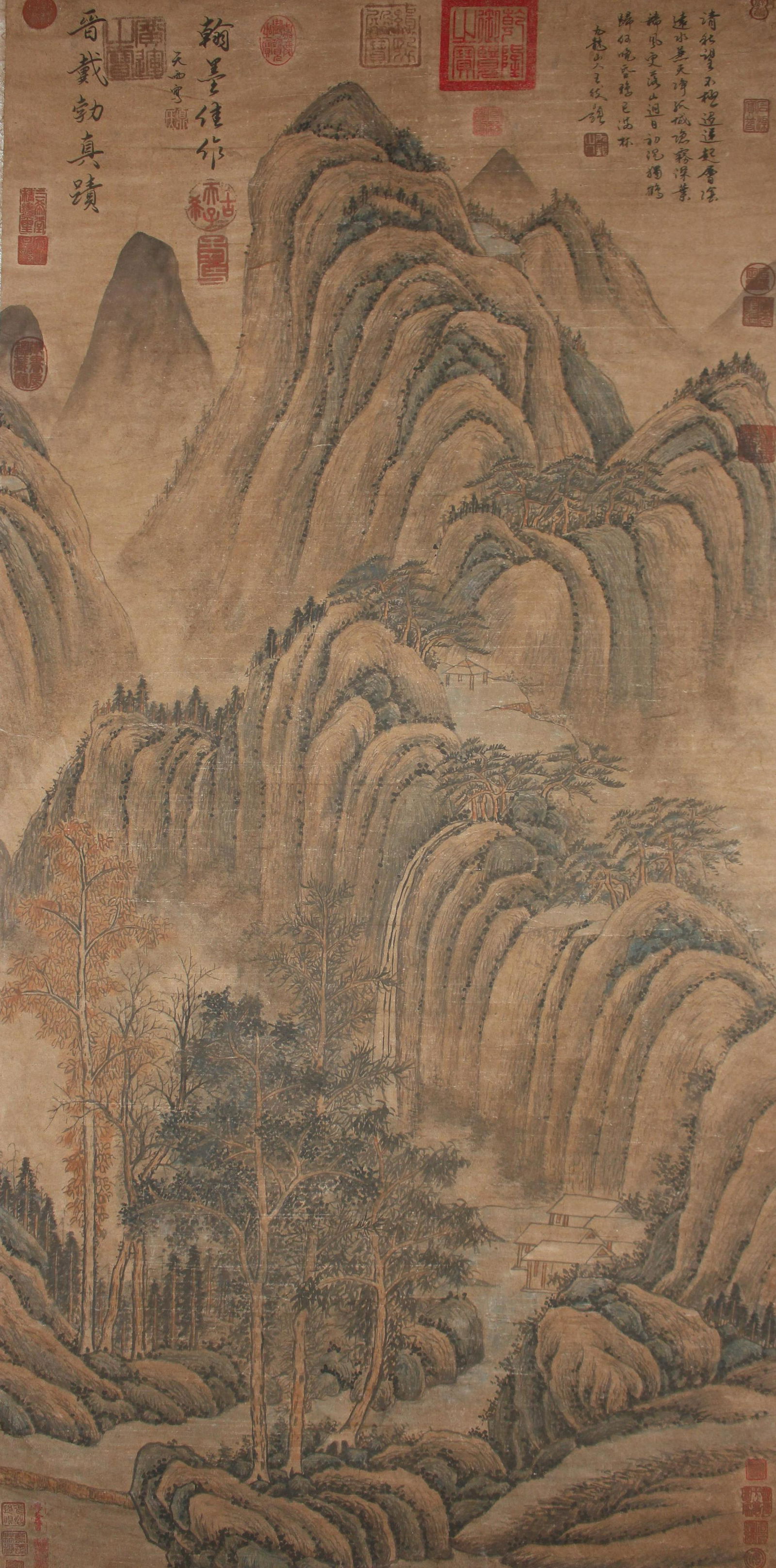 A Chinese Poetry-framing Mountain-view Fortune Scroll (1 of 7)