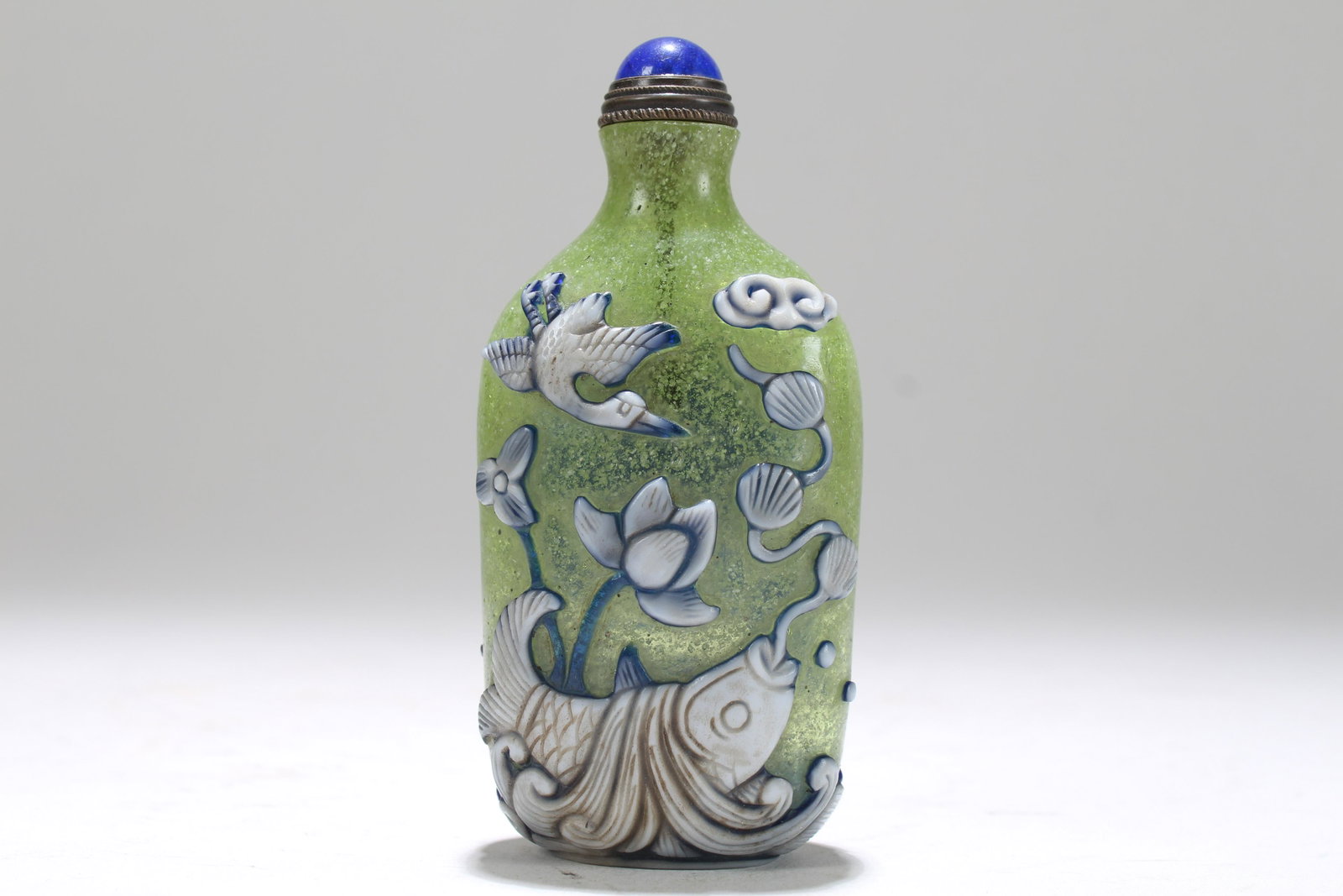A Chinese Aqua-theme Fortune Snuff Bottle: A Chinese Aqua-theme Fortune Snuff Bottle . Height: 3.5 (inch).