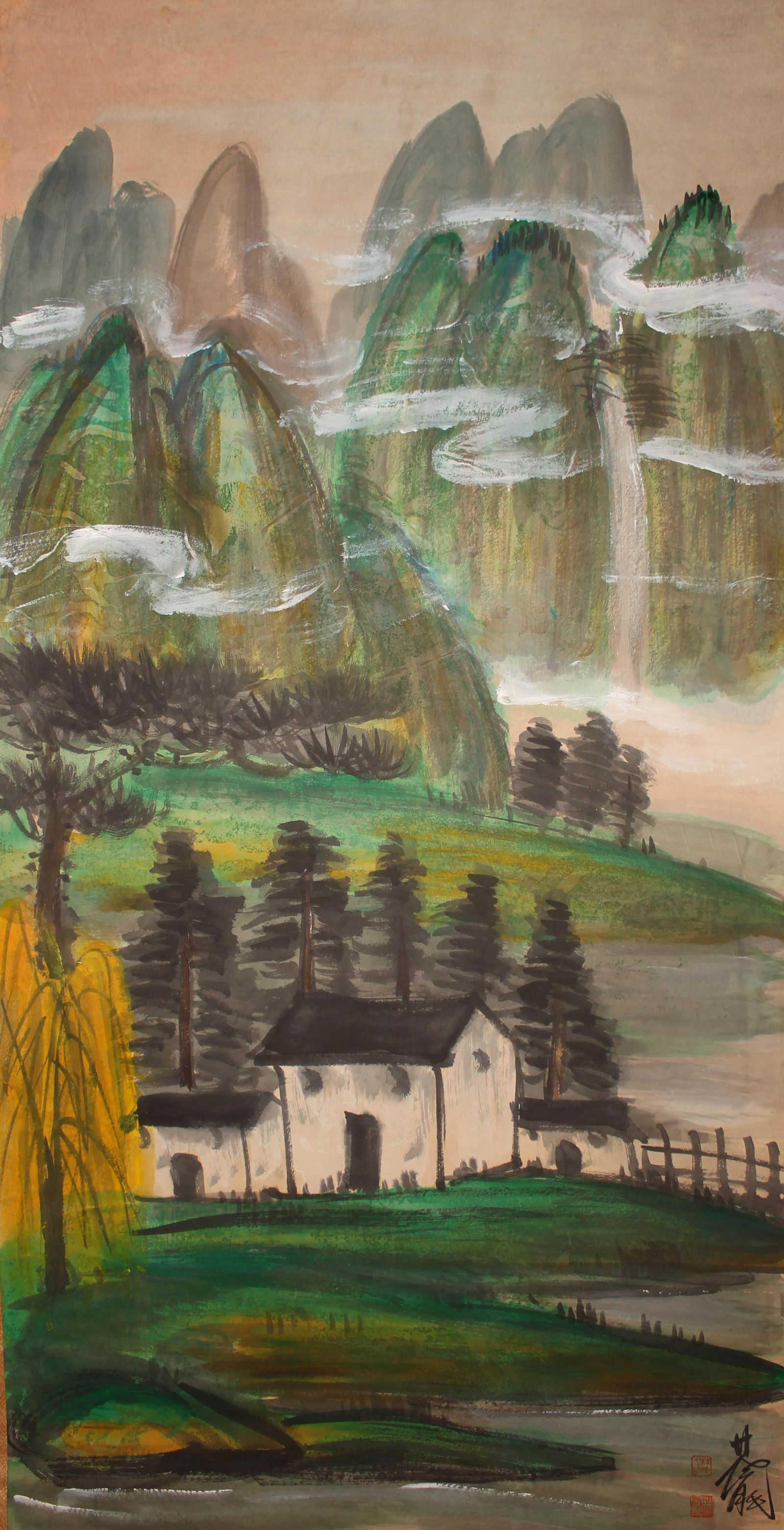 A Chinese Abstract-style Fortune Scroll (1 of 4)