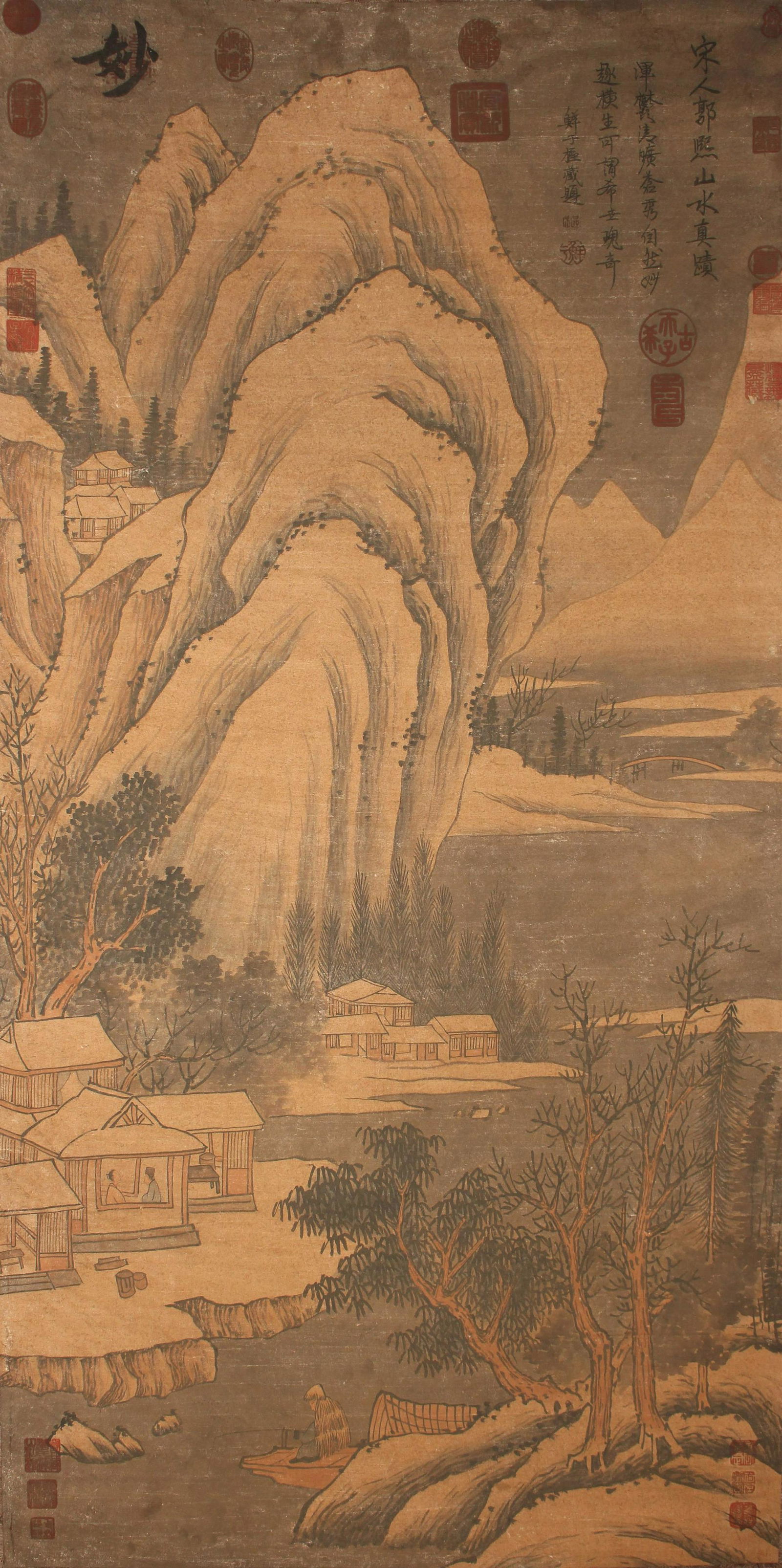 A Chinese Poetry-framing Mountain-view Fortune Scroll (1 of 5)