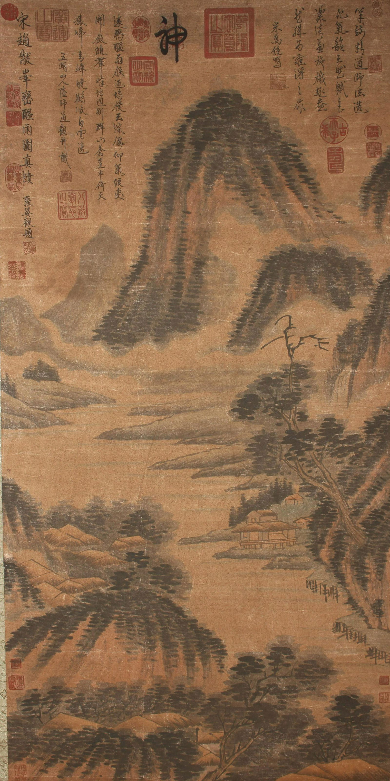 A Chinese Poetry-framing Mountain-view Fortune Scroll (1 of 6)