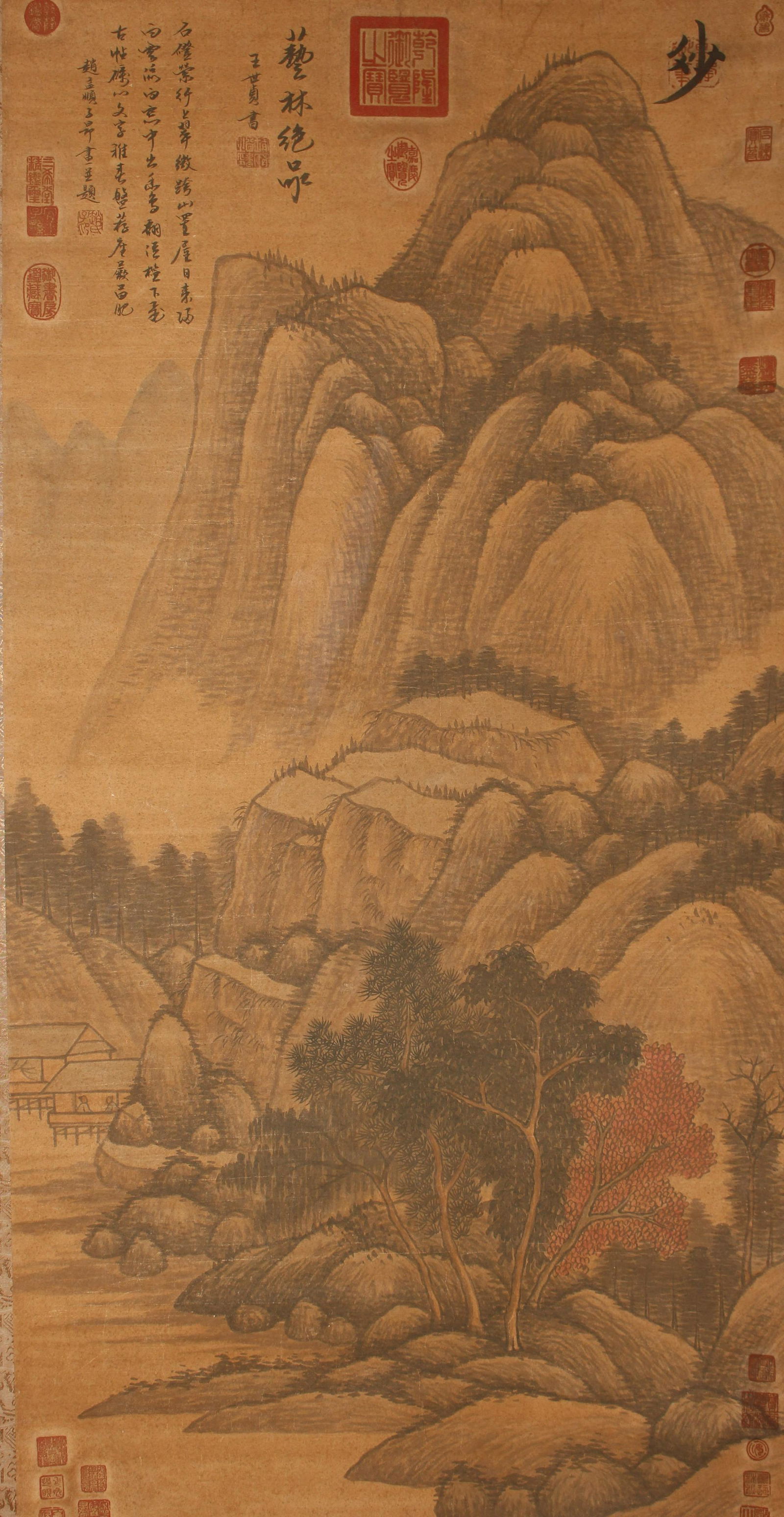 A Chinese Poetry-framing Mountain-view Fortune Scroll (1 of 6)