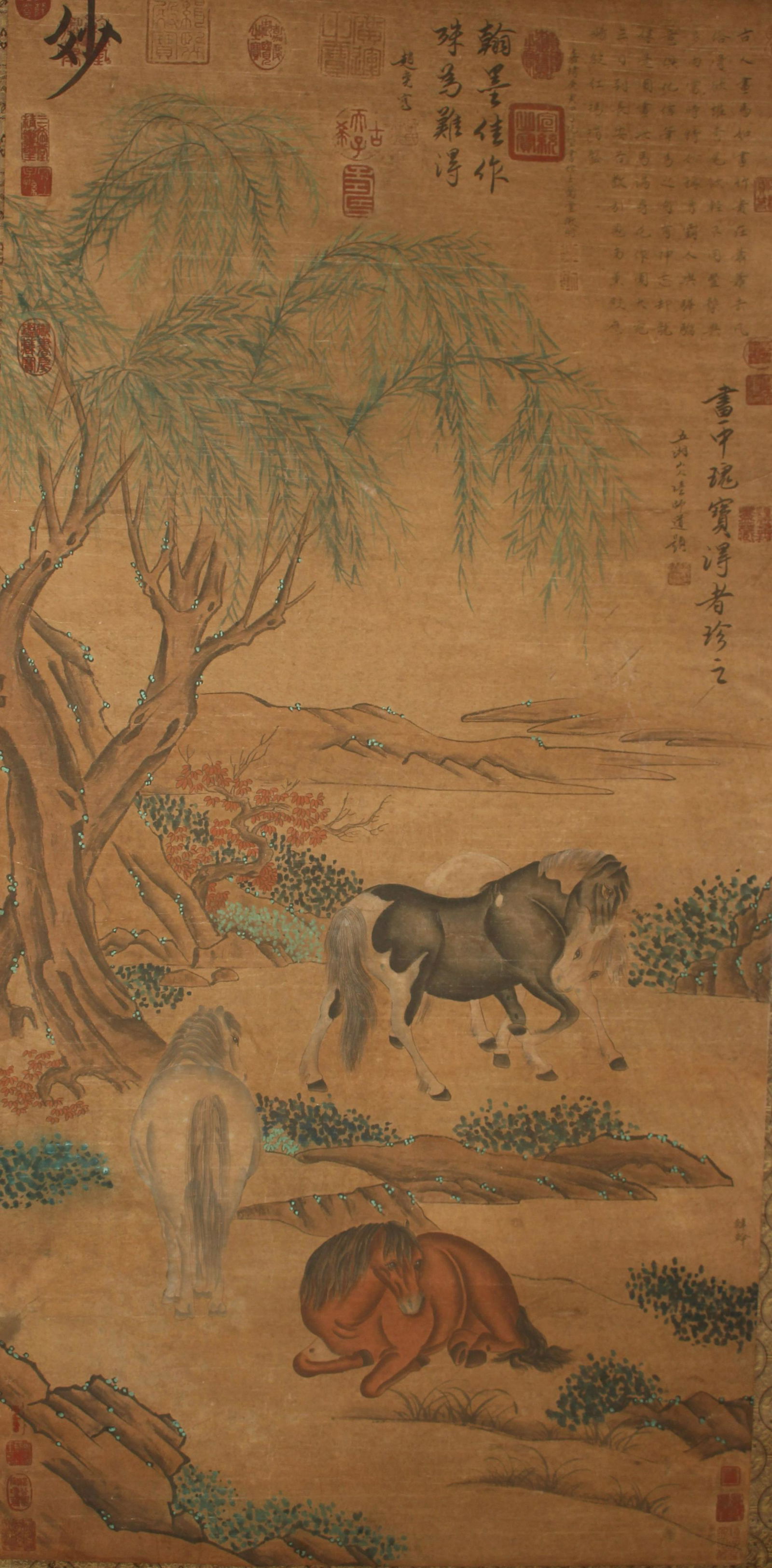 A Chinese Vivldy-detailed Horse-portrait Fortune Scroll (1 of 8)