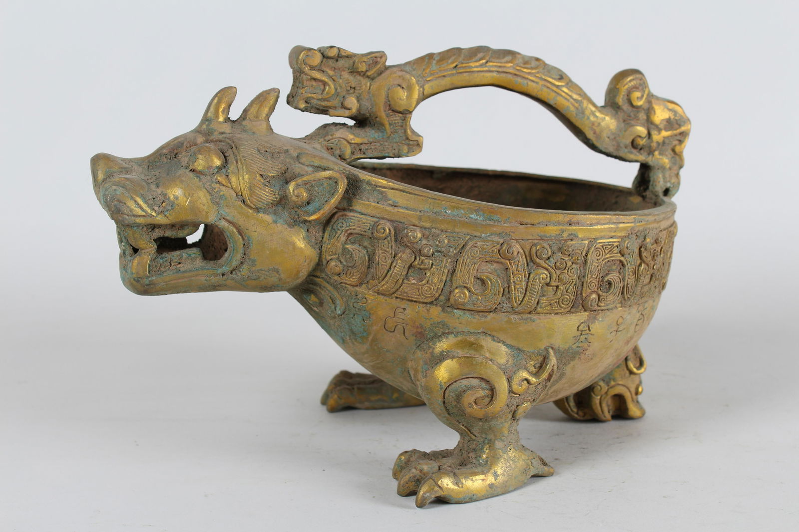 A Chinese Myth-beast Fortune Ancient-framing Bronze Vessel (1 of 5)