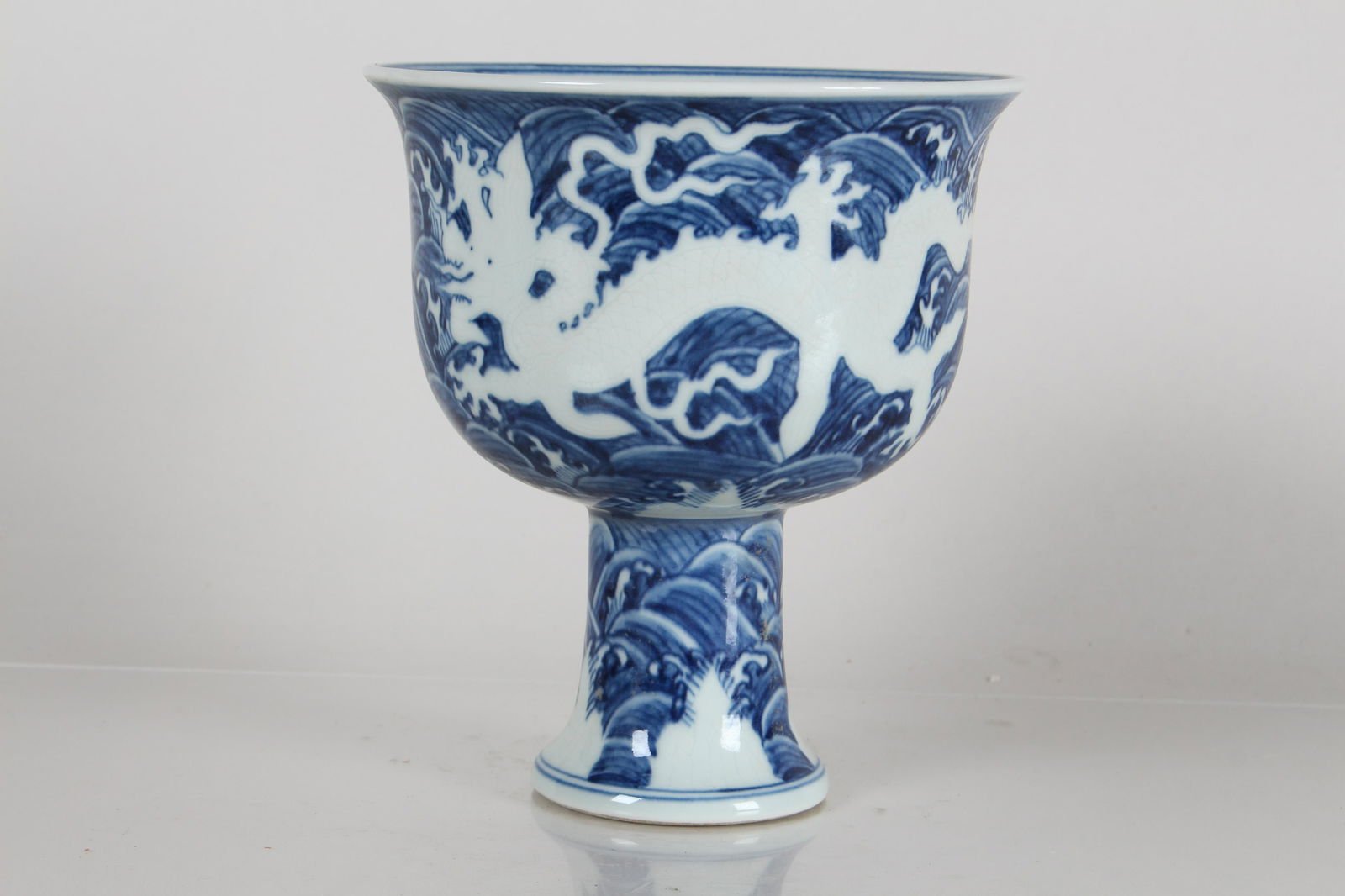 A Chinese Dragon-decorating Porcelain Blue and White Fortune Cup (1 of 5)