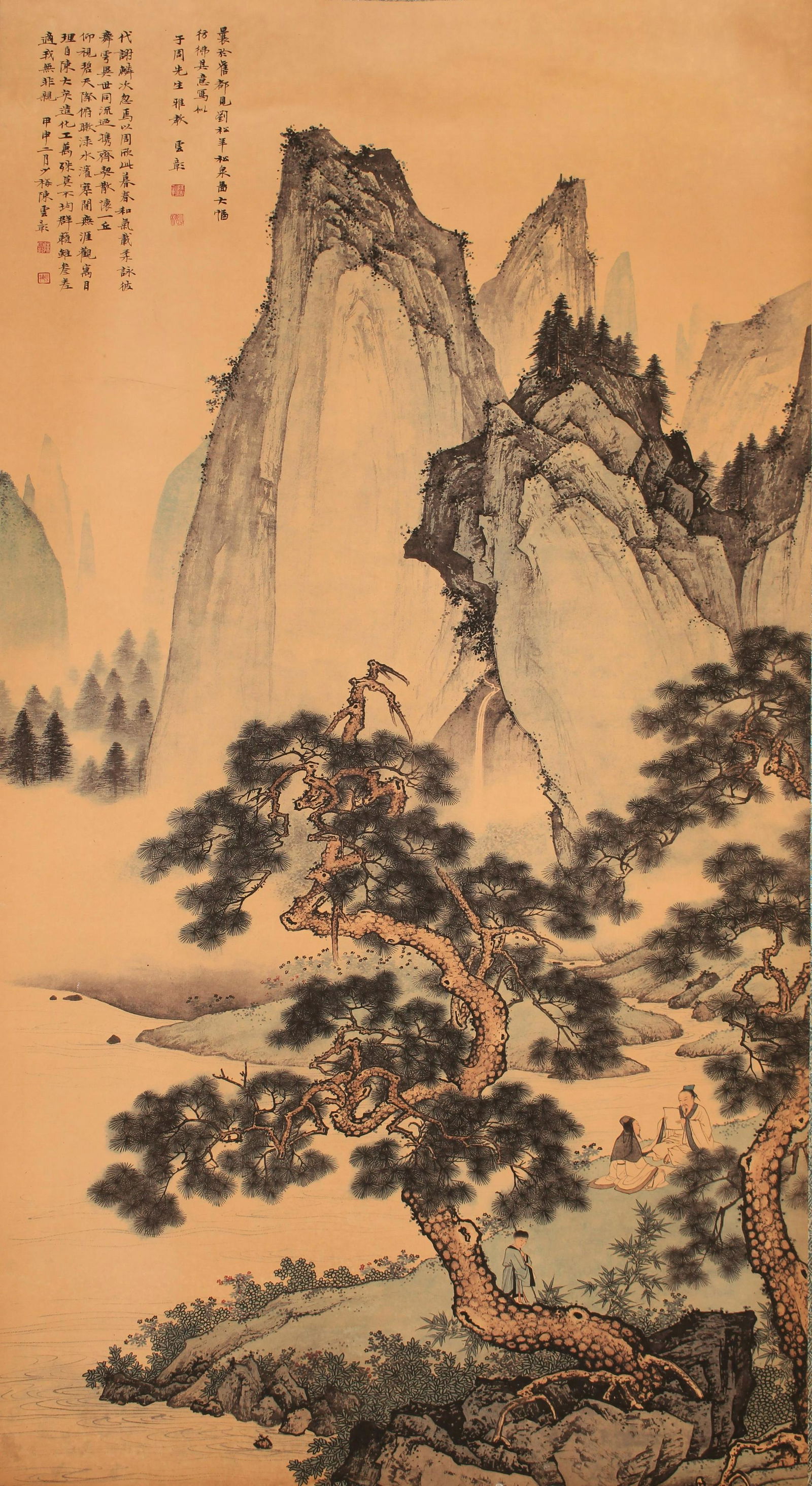 A Chinese Poetry-framing Mountain-view Fortune Scroll (1 of 5)