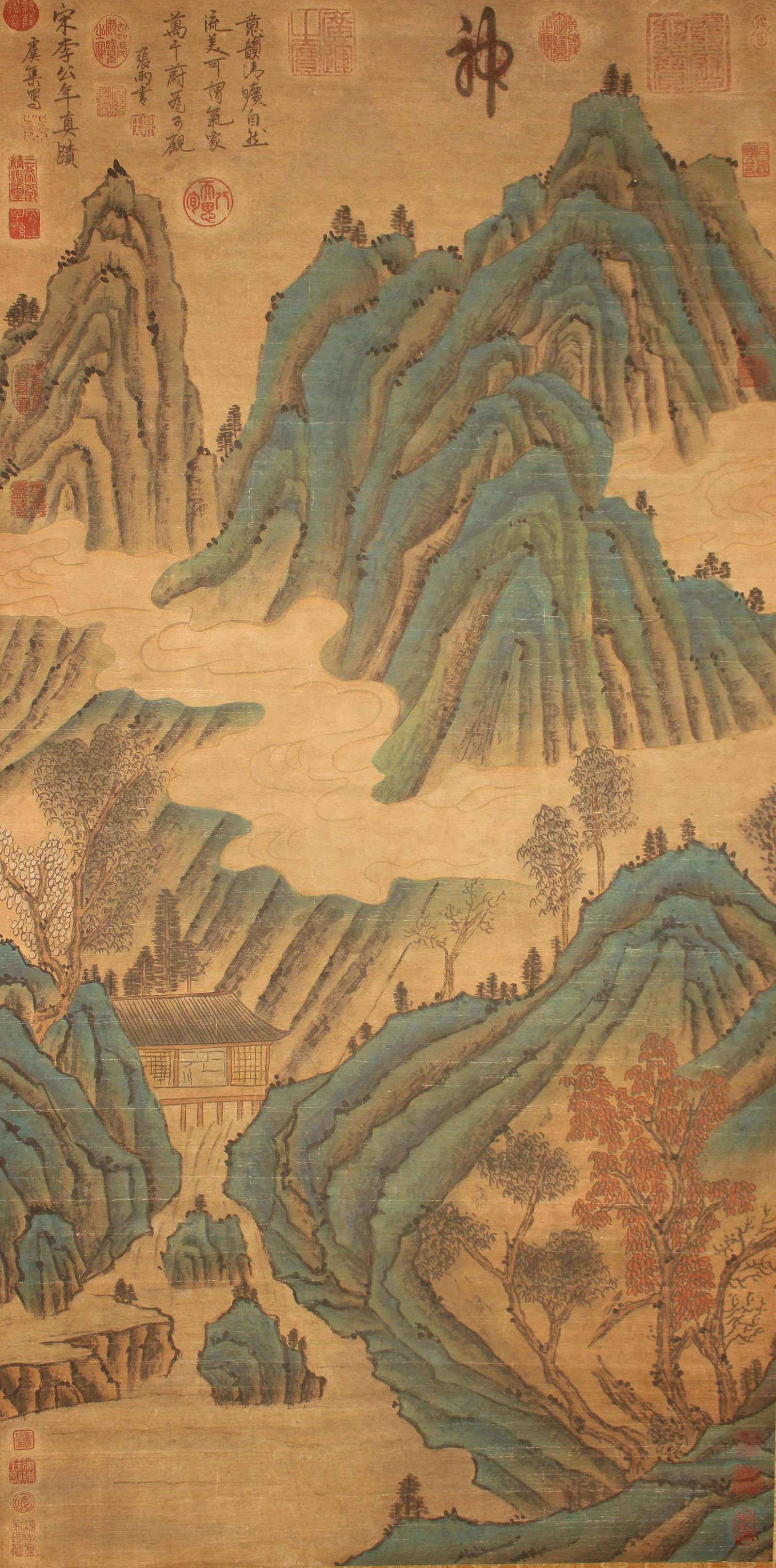 A Chinese Poetry-framing Mountain-view Fortune Scroll (1 of 10)