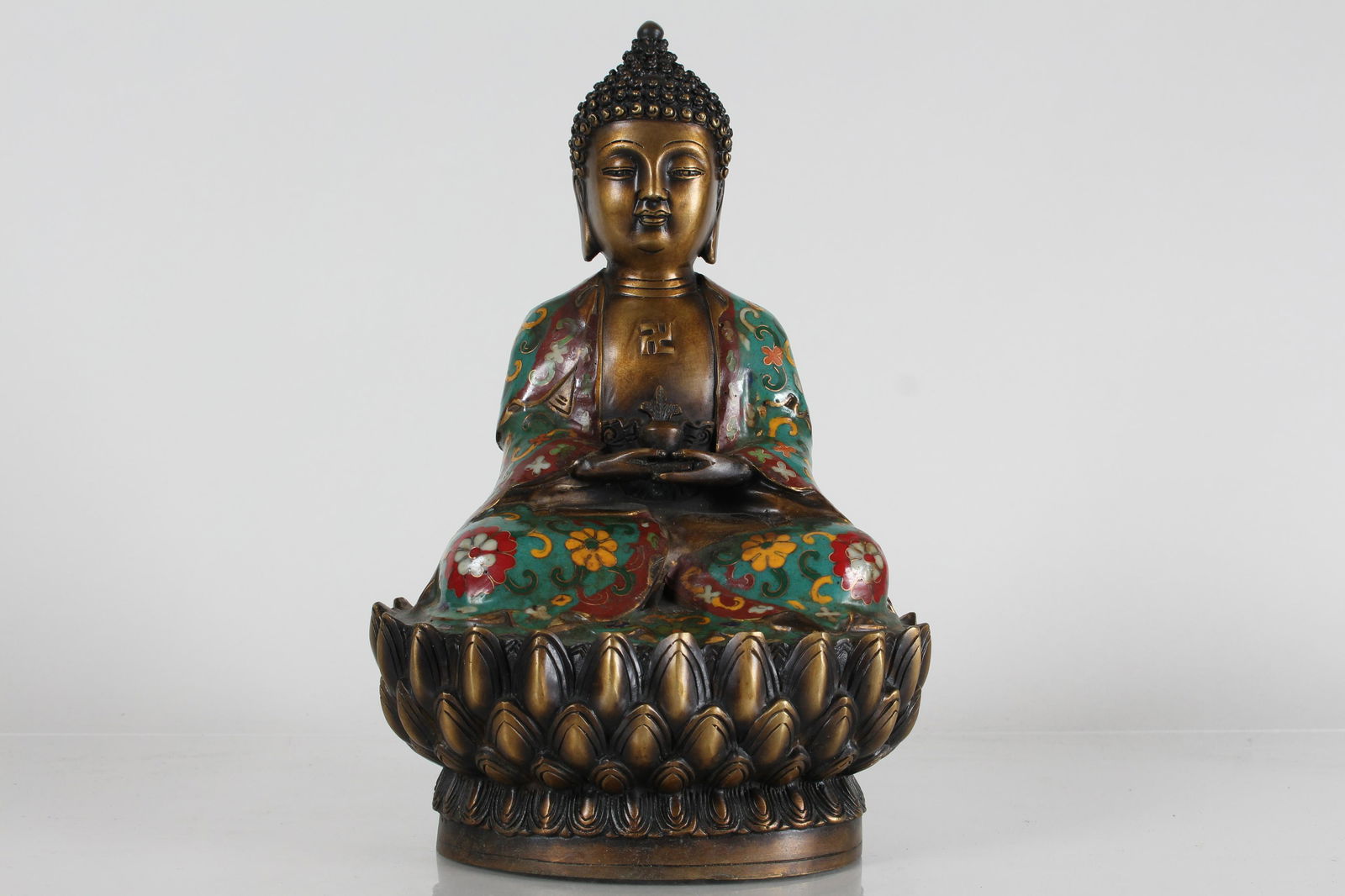 A Chinese Lotus-seated Cloisonne Buddha Statue (1 of 6)