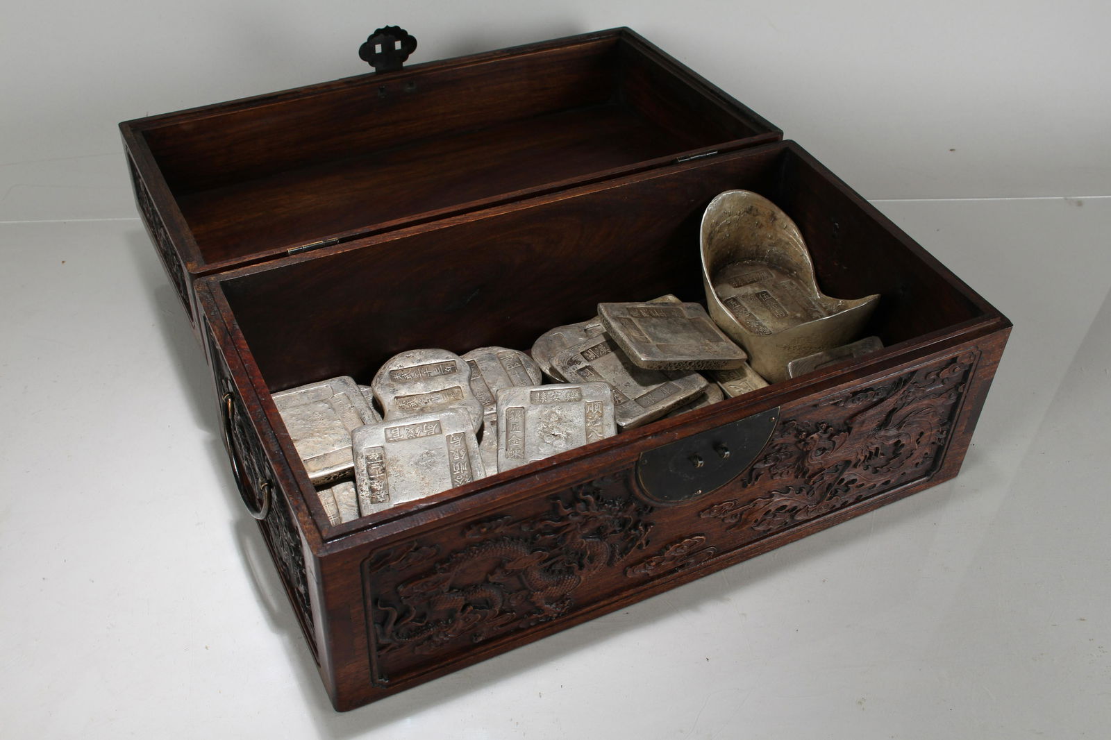 A Chinese Money BrickFilled Lidded Wooden Box (1 of 8)