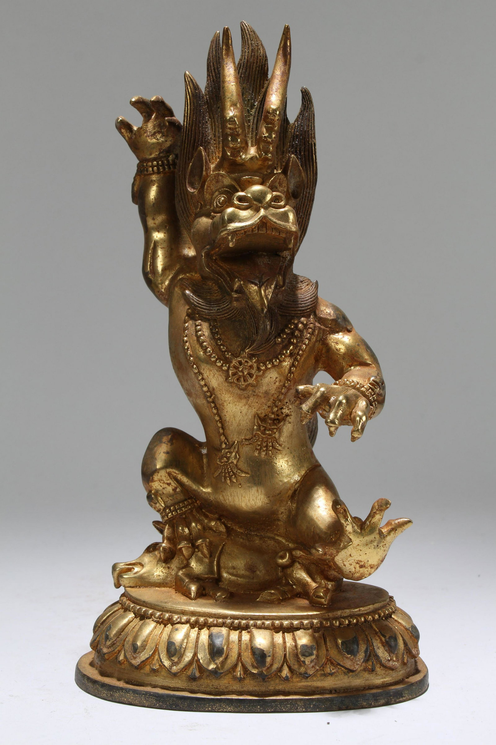 A Tibetan Vividly-detailed Gilt Fortune Buddha Statue: A Tibetan Vividly-detailed Gilt Fortune Buddha Statue . Height: 8.75 (inch).