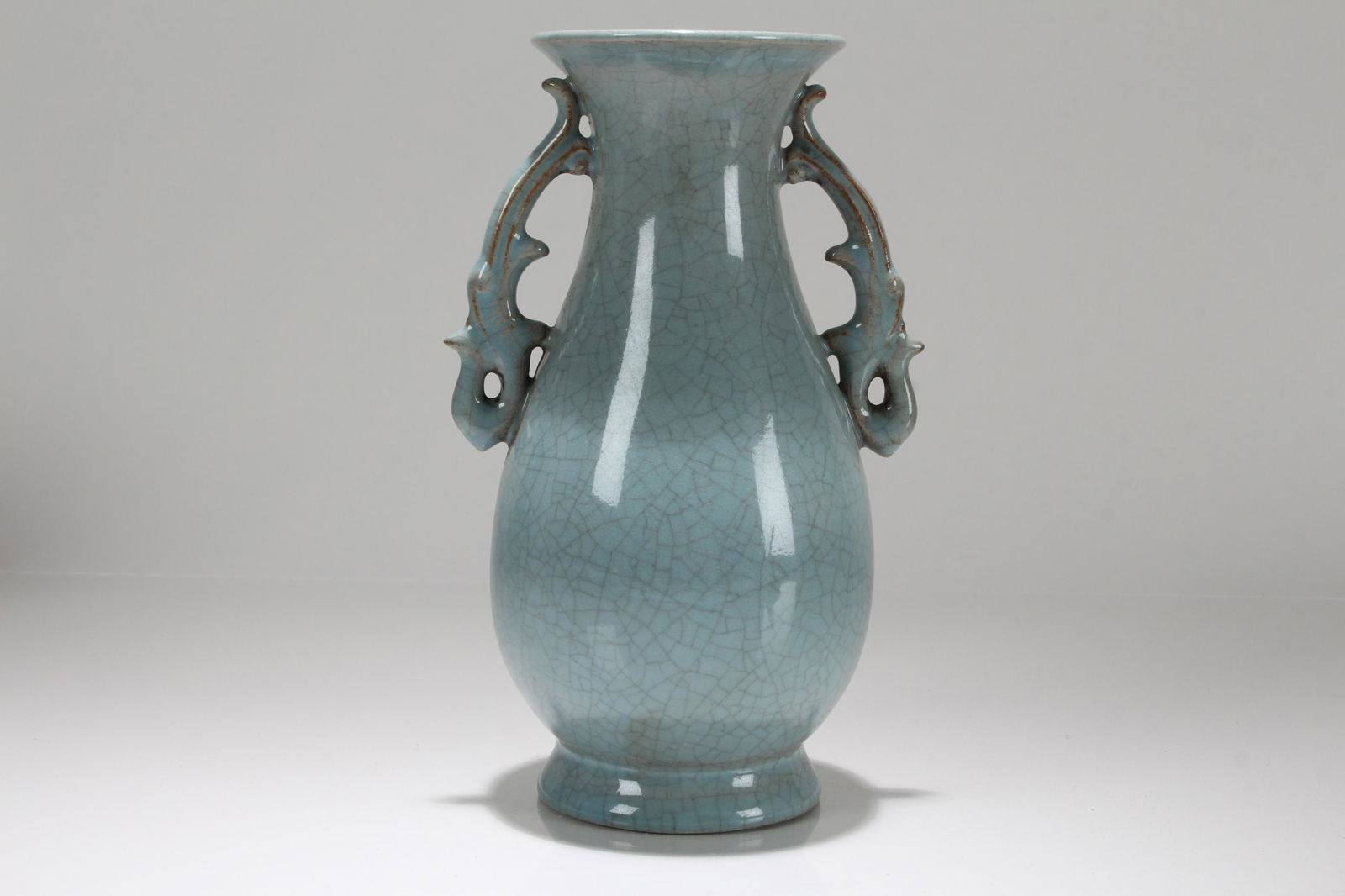 A Chinese Duo-handled Crack-glaze Porcelain Fortune Vase (1 of 3)