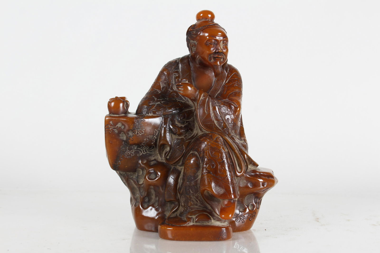 A Chinese Detailed Portrait Fortune  Soapstone Statue (1 of 6)