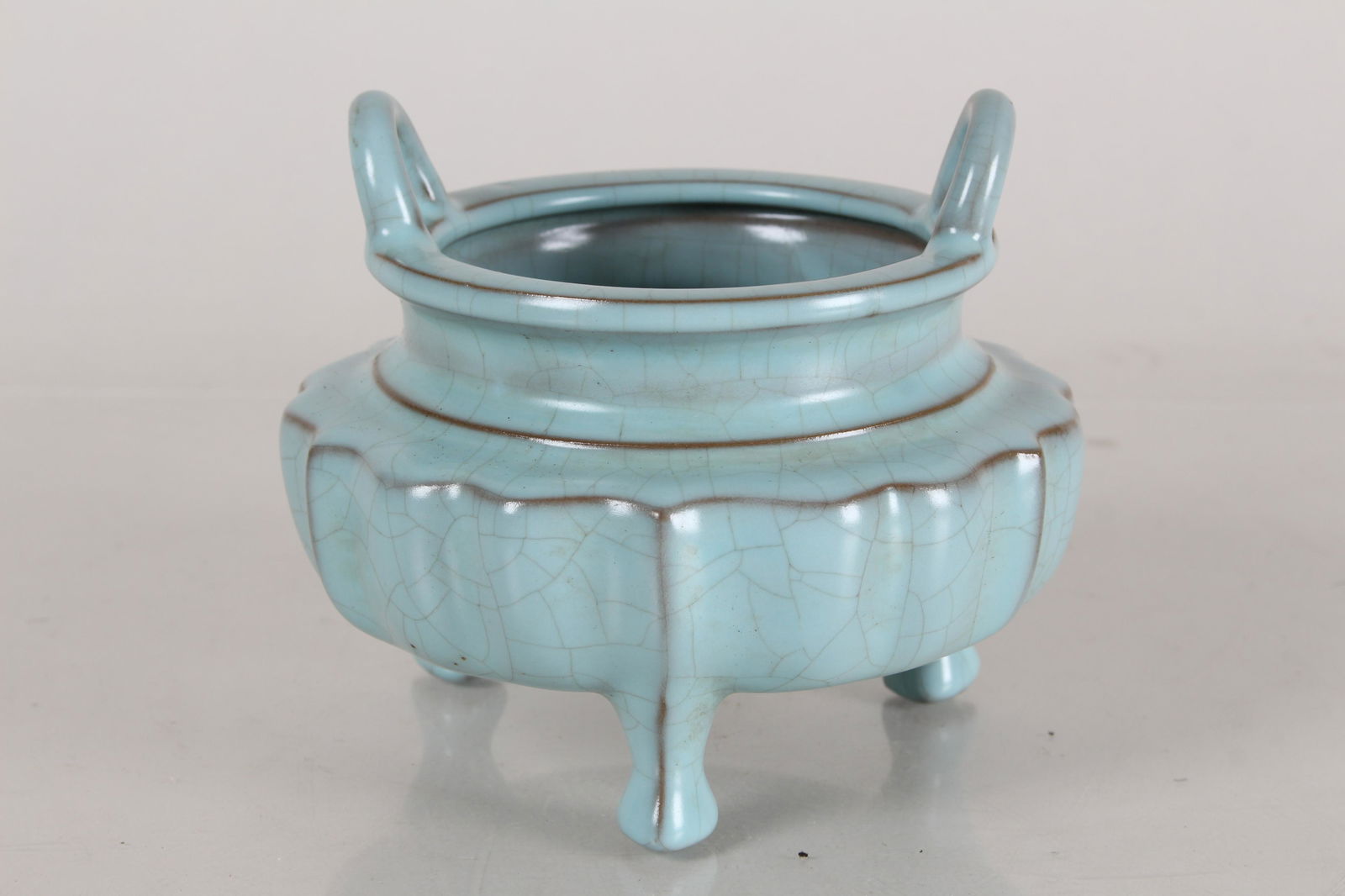 A Chinese Duo-handled Tri-podded Porcelain Fortune Censer (1 of 6)