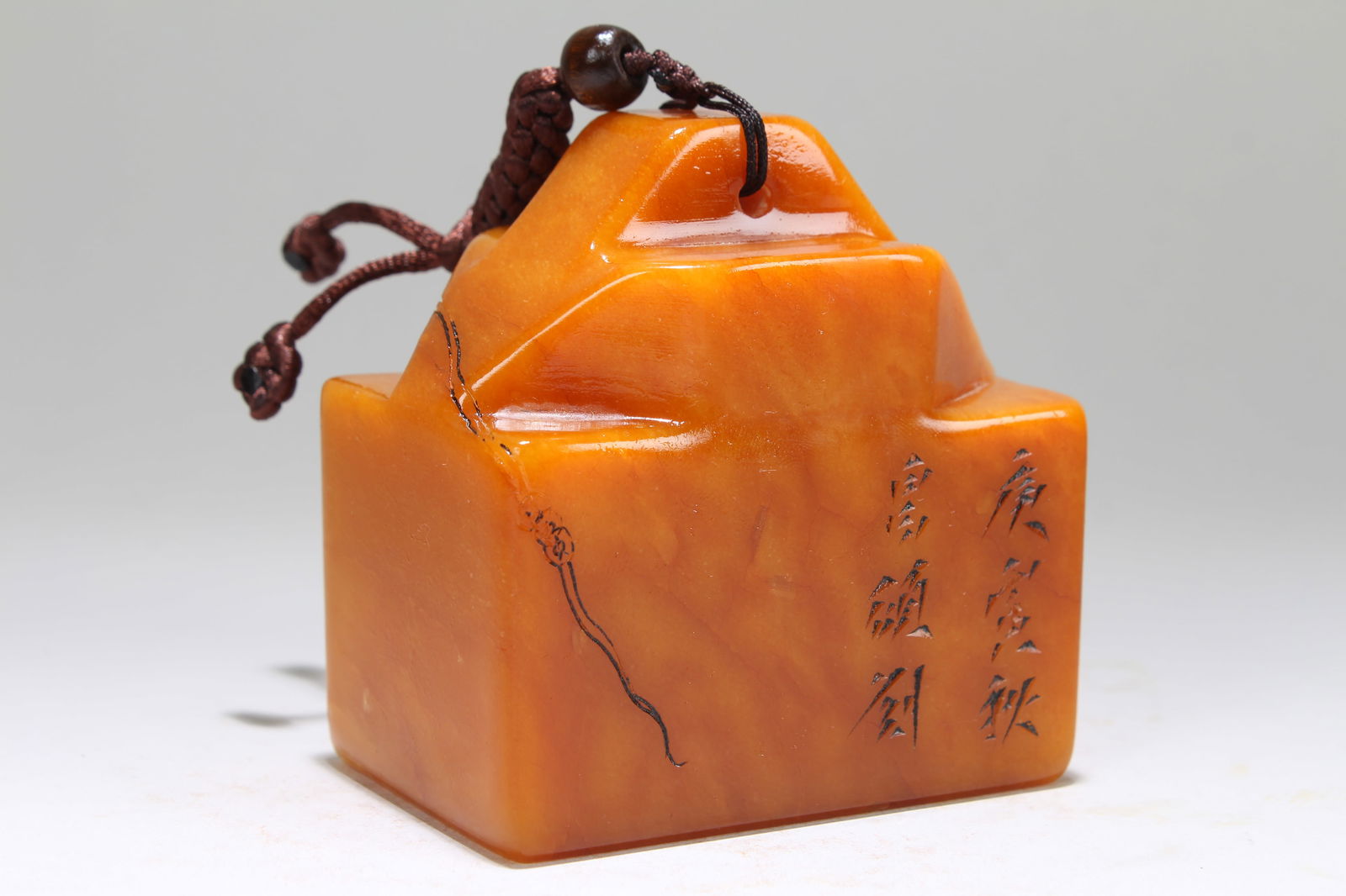 A Chinese Poetry-framing Religious Fortune Soapstone Seal: A Chinese Poetry-framing Religious Fortune Soapstone Seal . Height: 3.25 (inch). Length: 3 (inch). Width: 1.75 (inch).