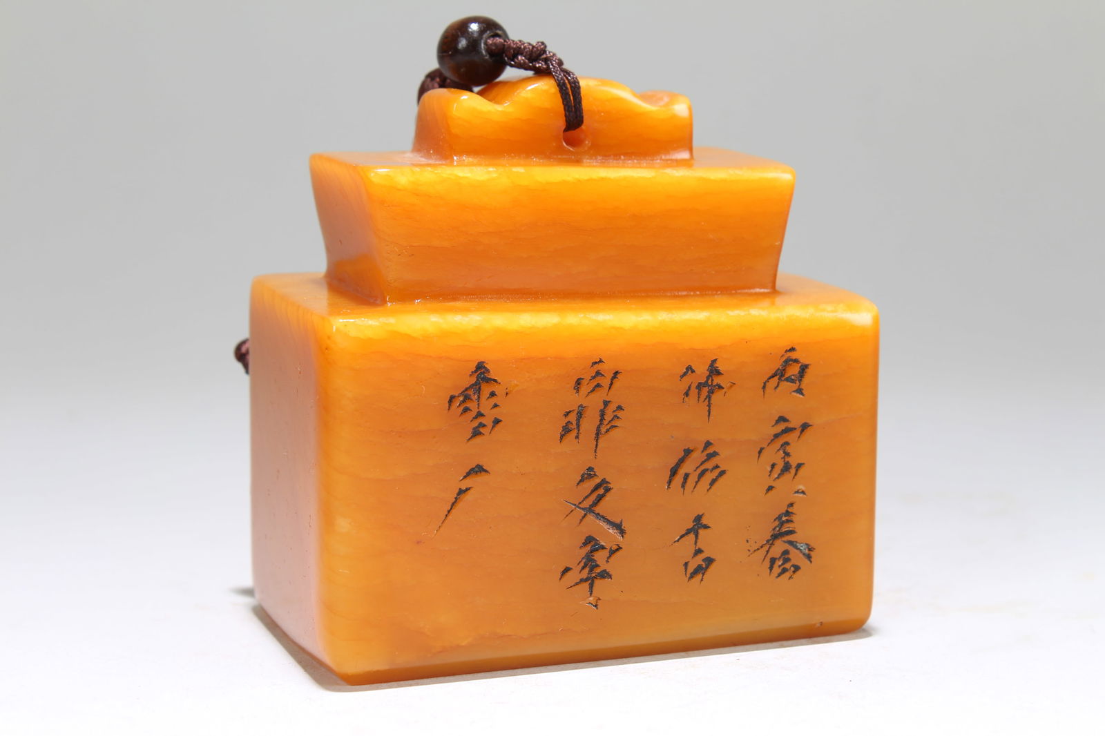 A Chinese Poetry-framing Religious Fortune Soapstone Seal: A Chinese Poetry-framing Religious Fortune Soapstone Seal . Height: 3 (inch). Length: 3 (inch). Width: 1.75 (inch).