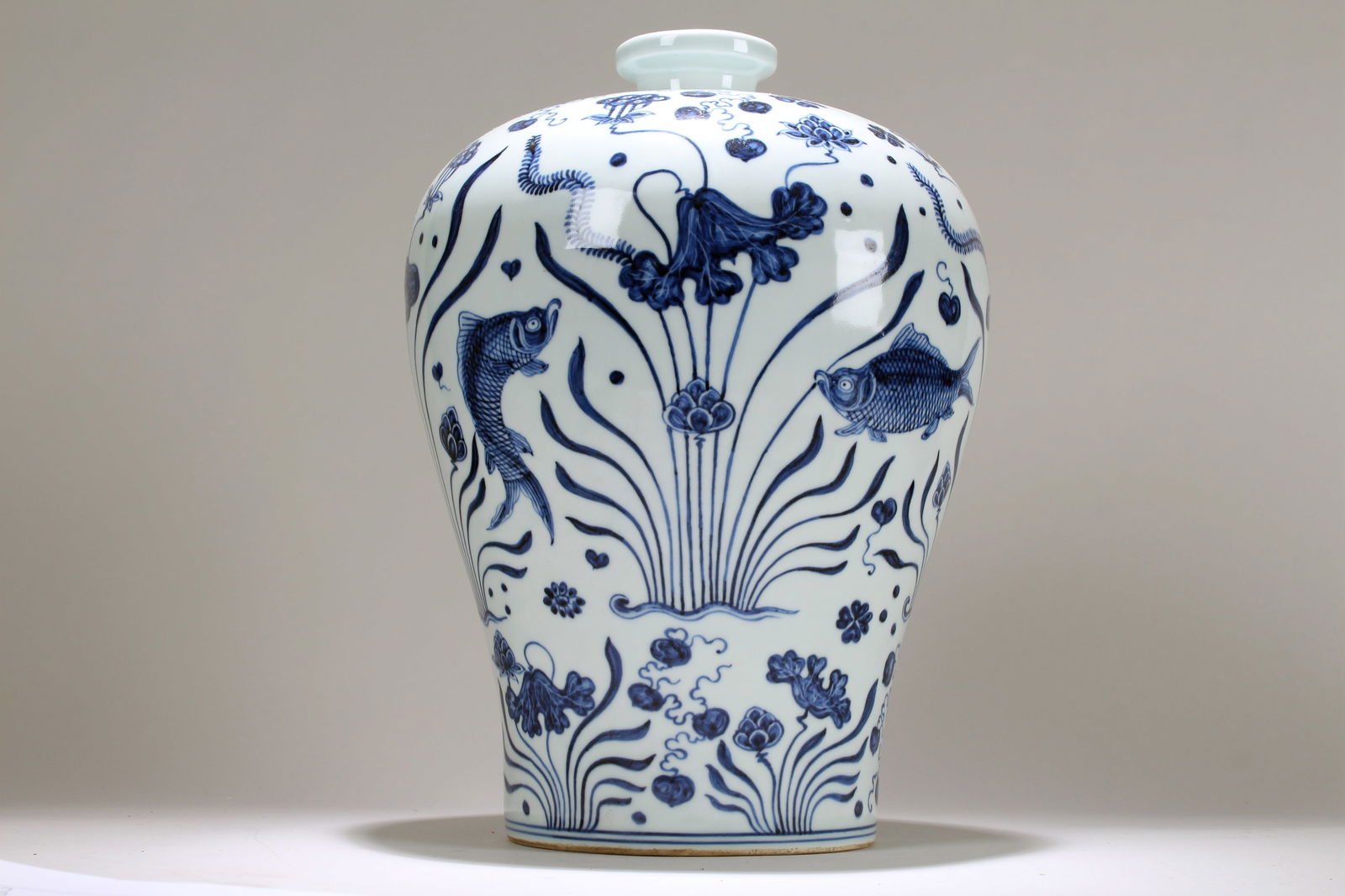 A Chinese Massive Aqua-theme Blue and White Porcelain Fortune Vase (1 of 5)