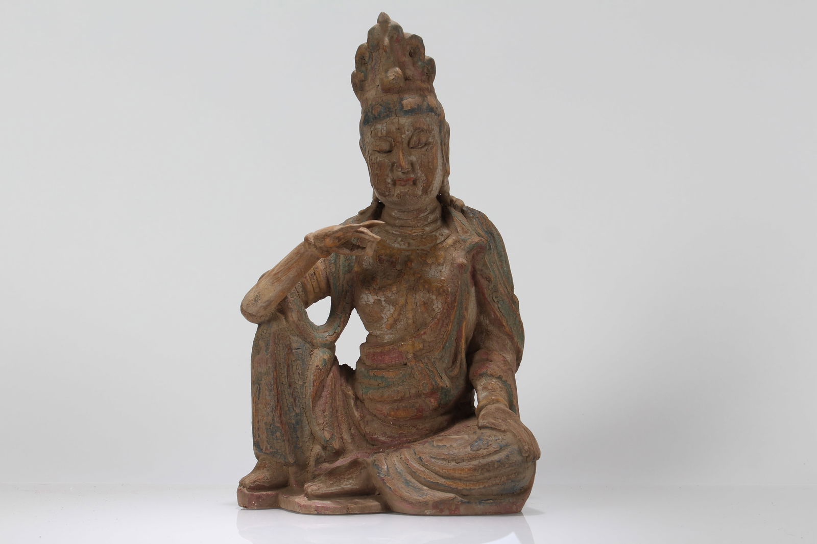 A Chinese Religious Fortune Wooden Buddha Statue (1 of 4)