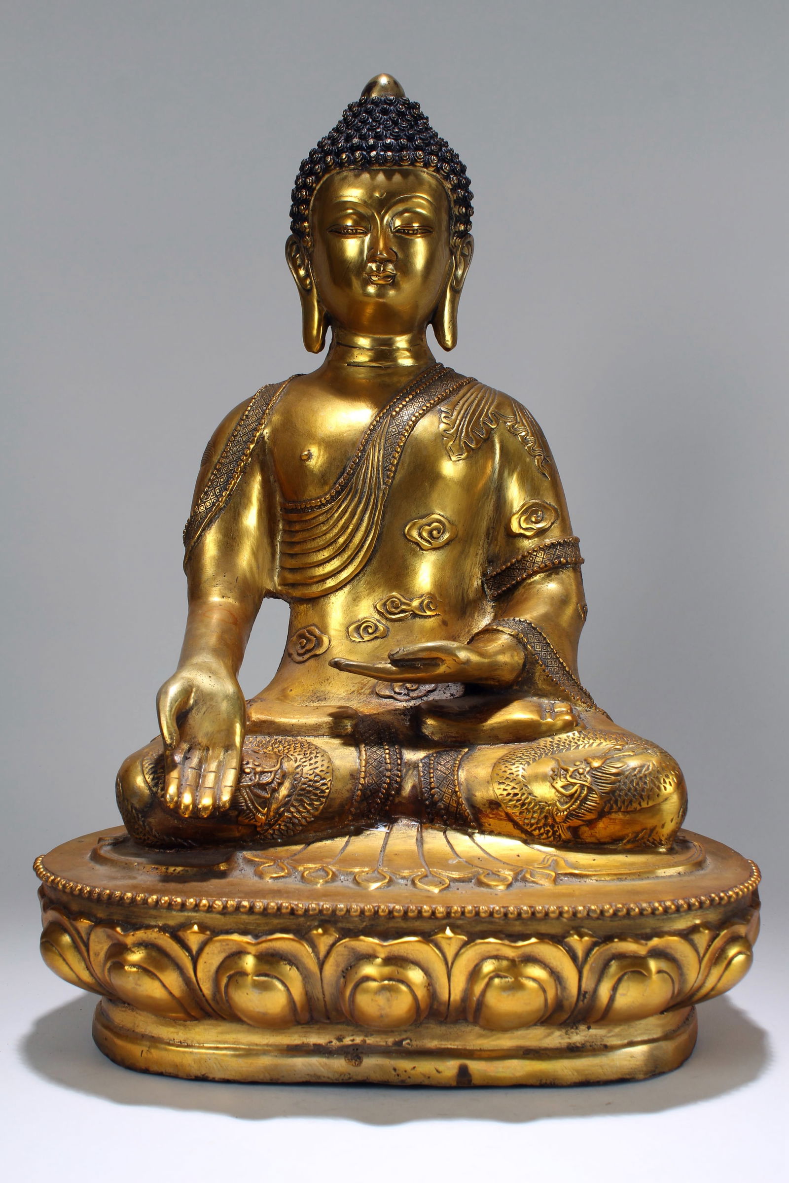 A Chinese Pondering-pose  Gilt Religious Buddha Statue (1 of 5)