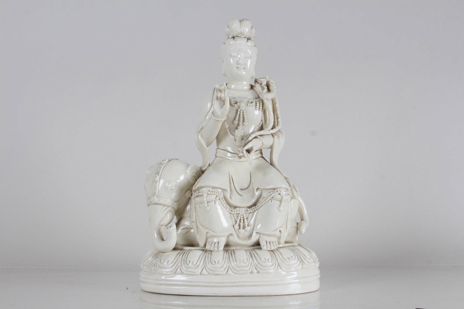 A Chinese De Blac Massive Porcelain Fortune Guanyin Statue: A Chinese De Blac Massive Porcelain Fortune Guanyin Statue . Height: 14 (inch).