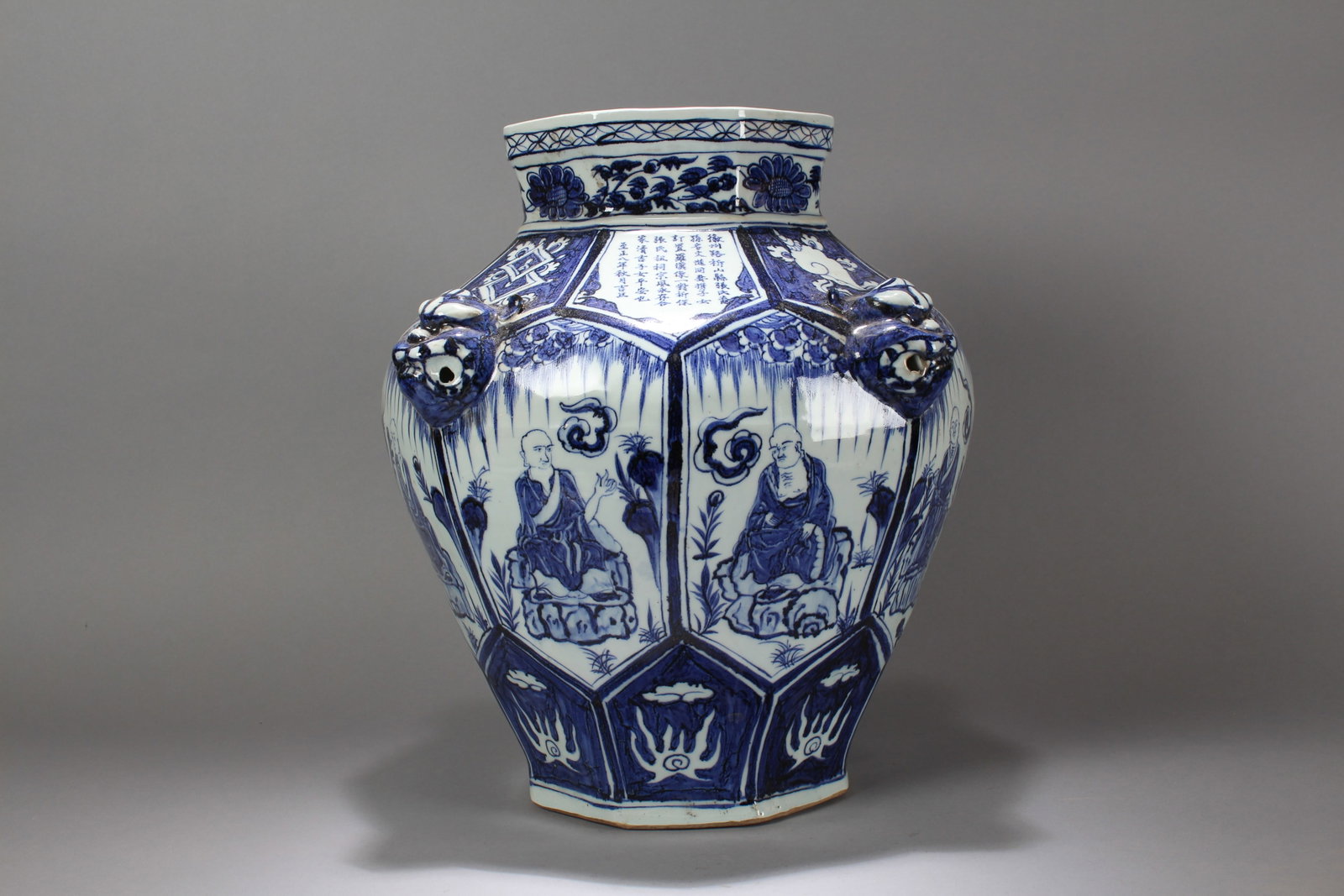 A Chinese Blue and White Religious Massive Story-telling Porcelain Vase: A Chinese Blue and White Religious Massive Story-telling Porcelain Vase. Height: 17 (inch). Width: 14 (inch).